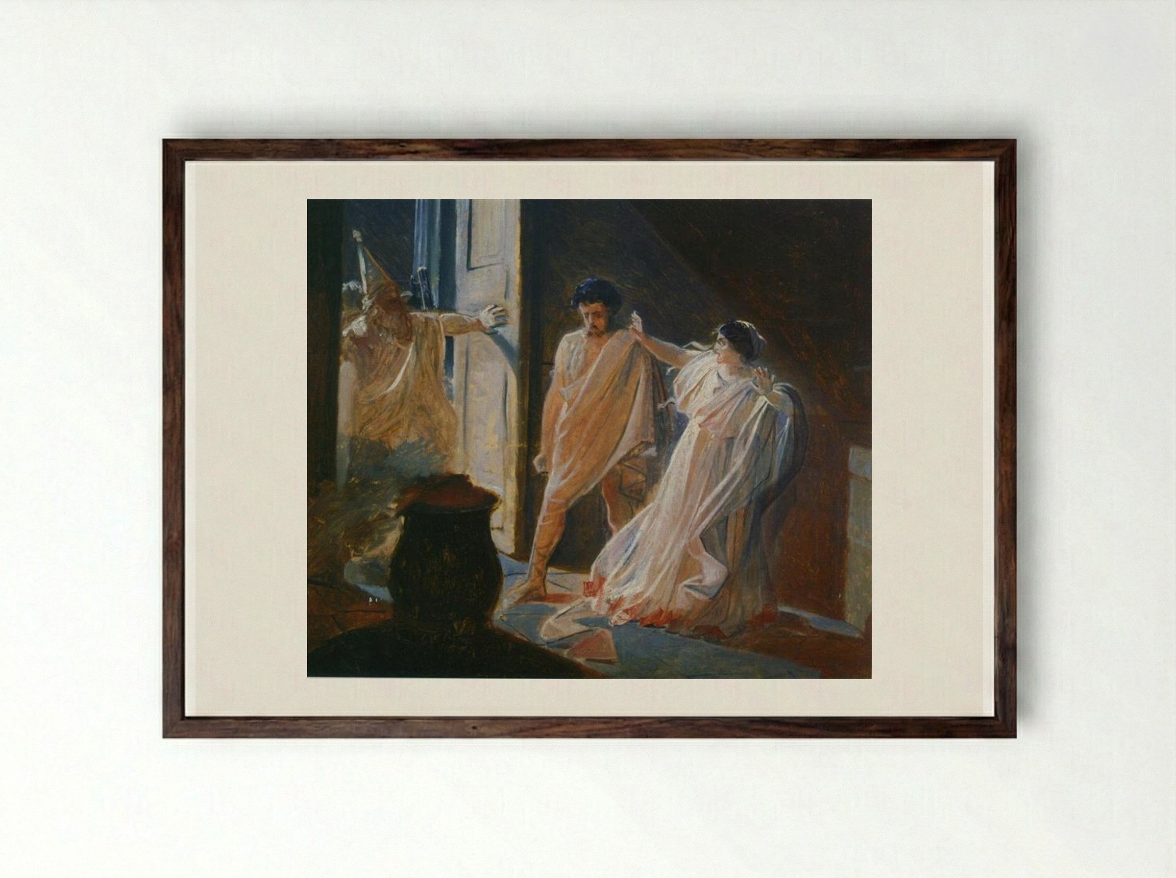 Love of a Vestal - Nikolai Ge - Framed Print Dark Wood