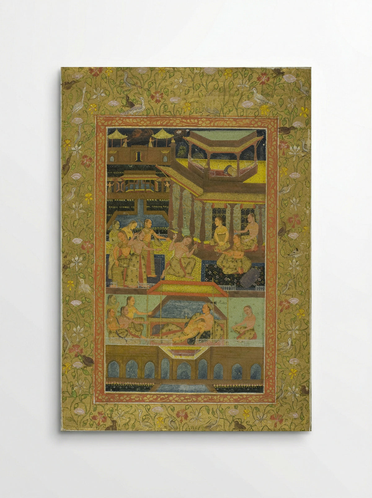Lovers in a Zenana Garden at Night - Mughal School - Poster