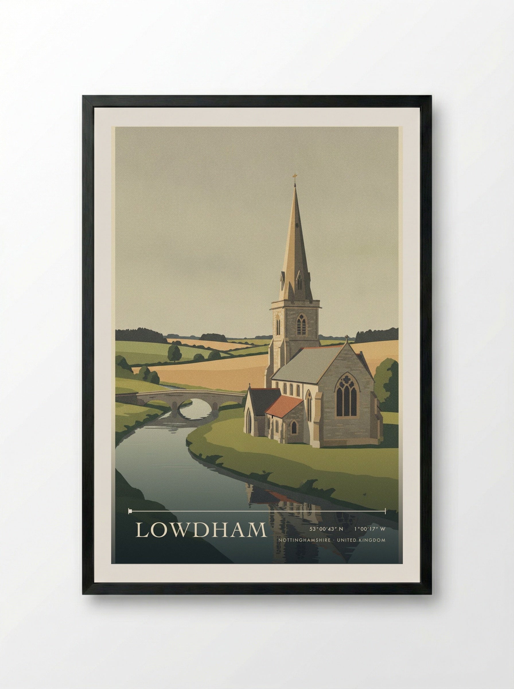 Lowdham Nottinghamshire United Kingdom Travel Poster - Framed Print Black