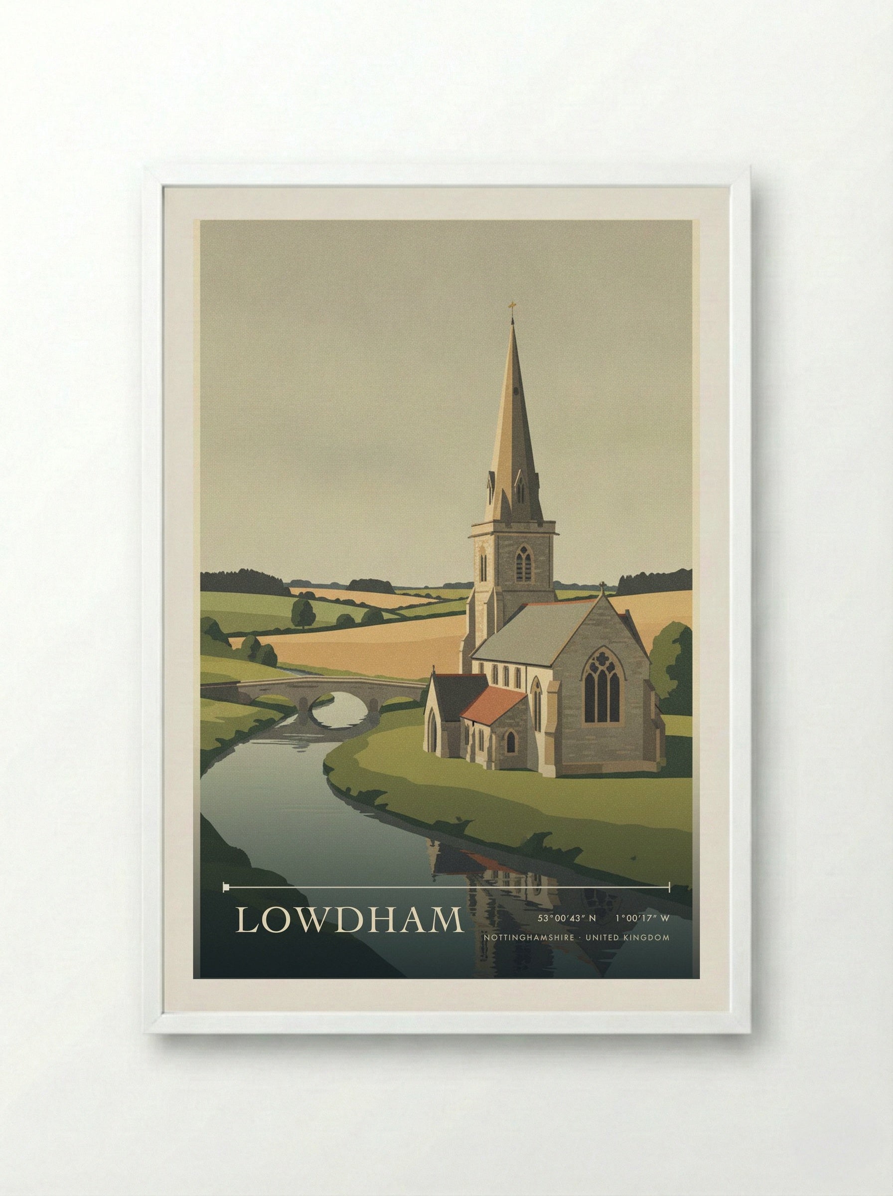 Lowdham Nottinghamshire United Kingdom Travel Poster - Framed Print White