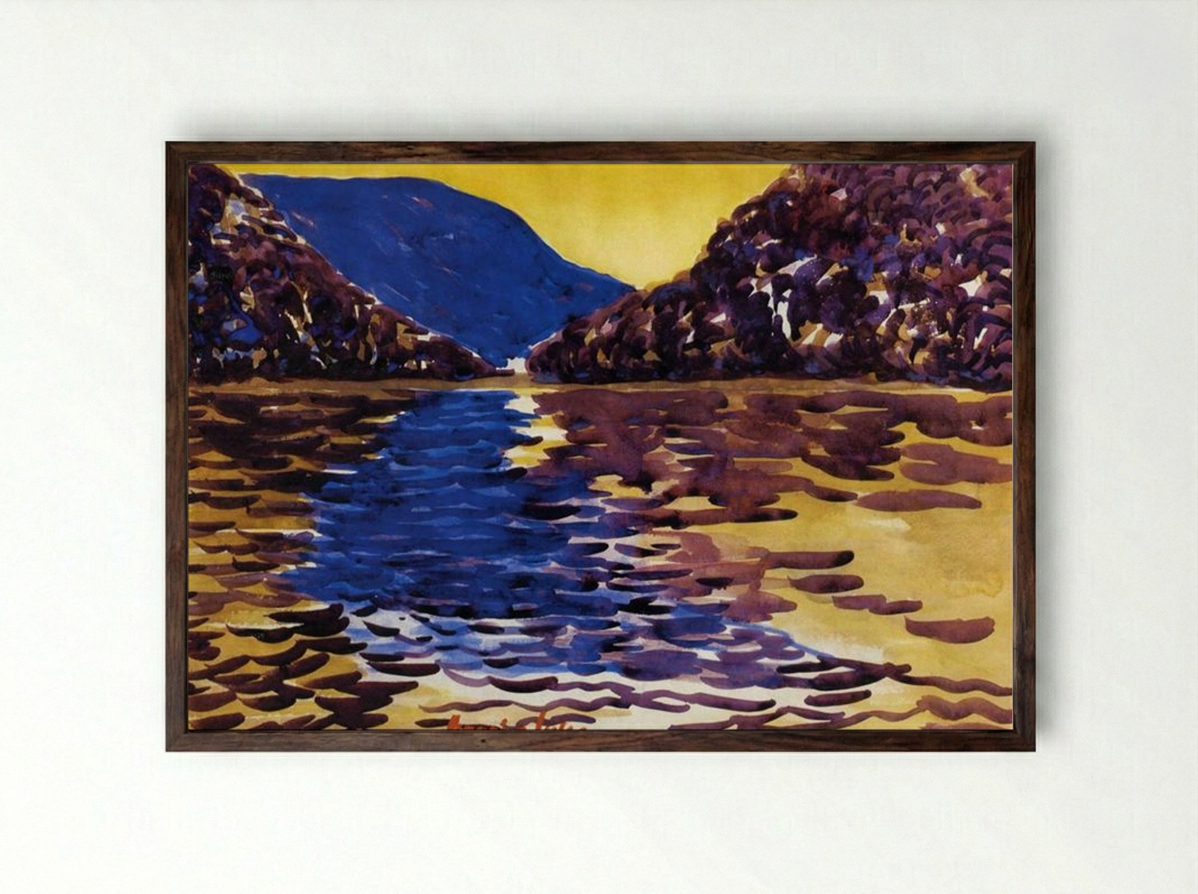 Lower Ausable Lake, Adirondacks - George Luks - Framed Print Dark Wood