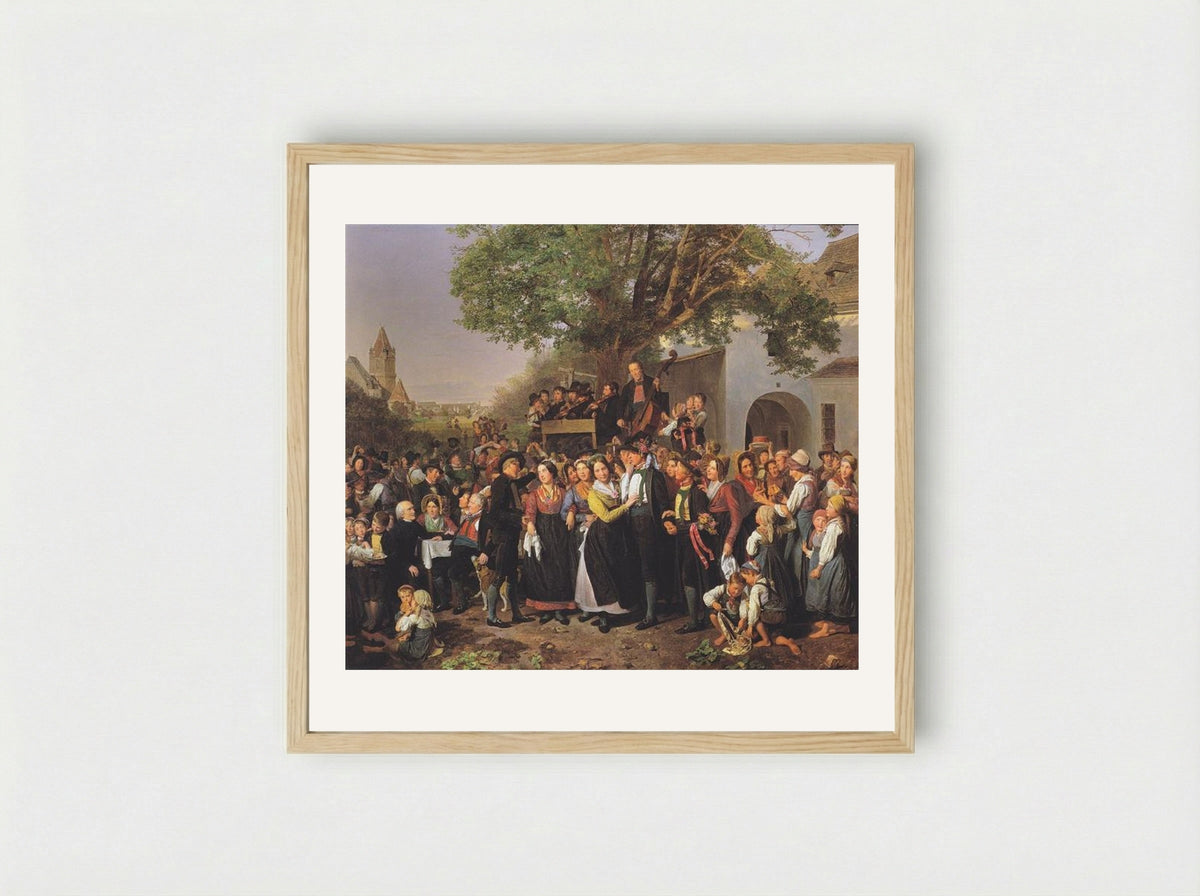 Lower-Austrian Peasant Wedding - Ferdinand Georg Waldmüller - Framed Print Wood