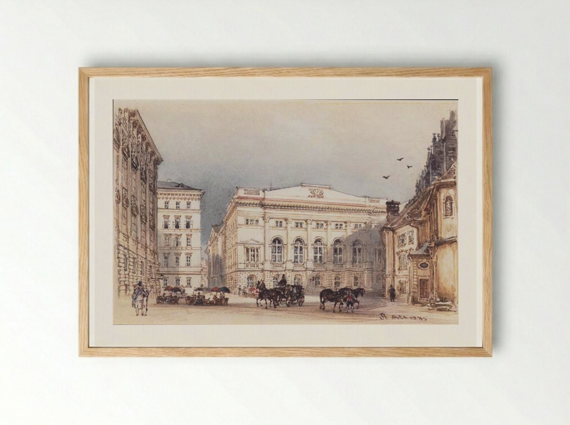 Lower Austrian country house in Vienna Viewed from Minoritenplatz - Rudolf von Alt - Framed Print Wood