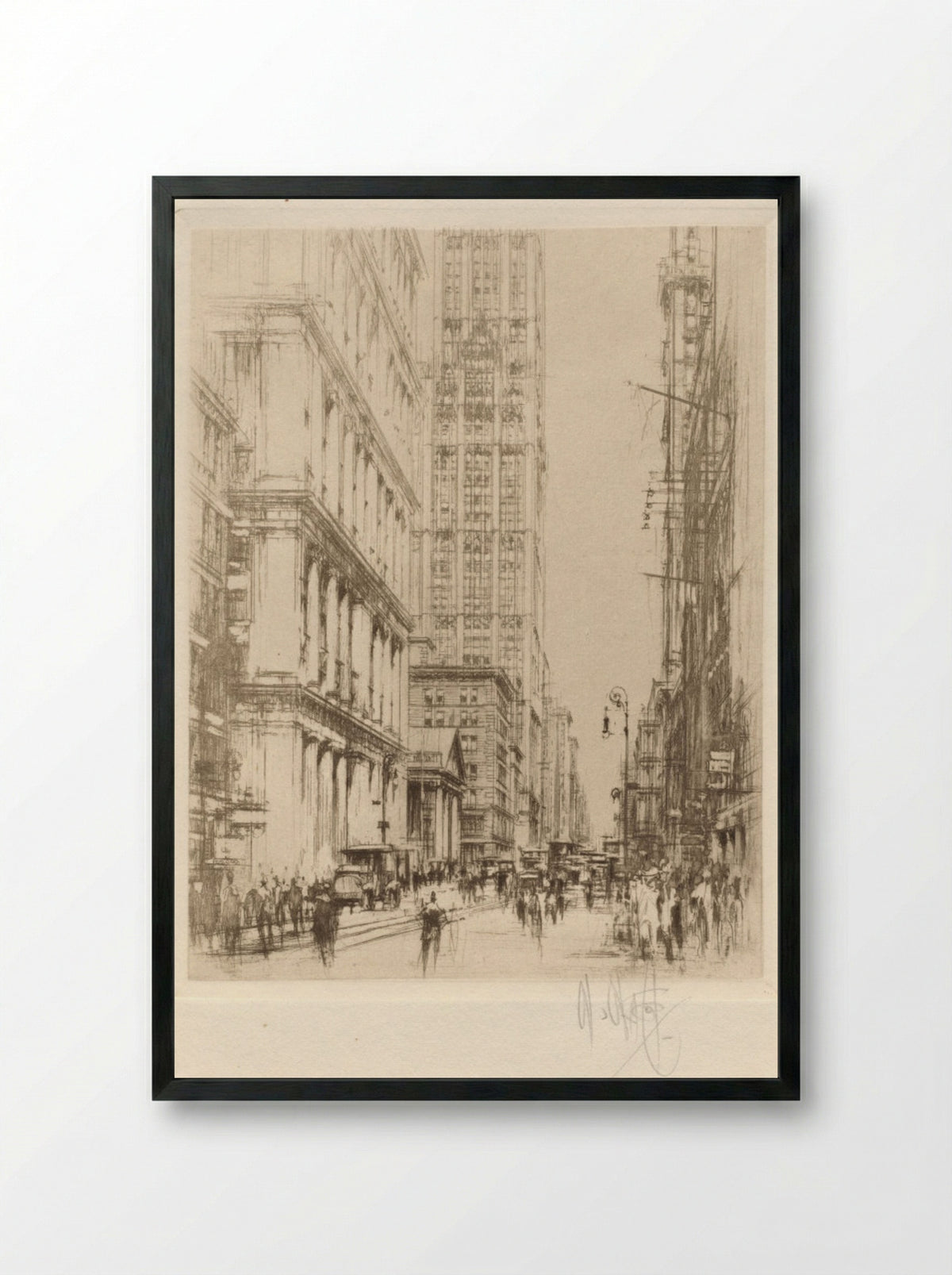 Lower Broadway, Down-Town New York - William Walcot - Framed Print Black