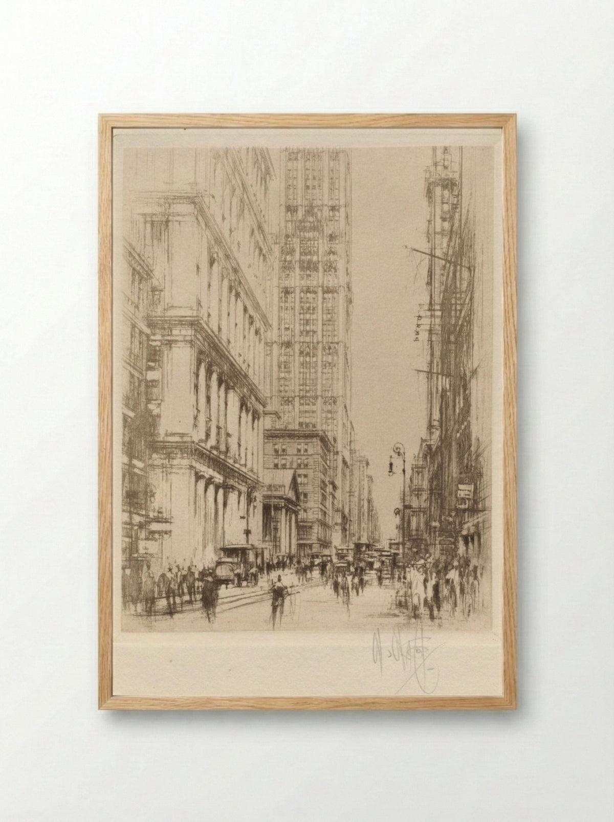 Lower Broadway, Down-Town New York - William Walcot - Framed Print Wood