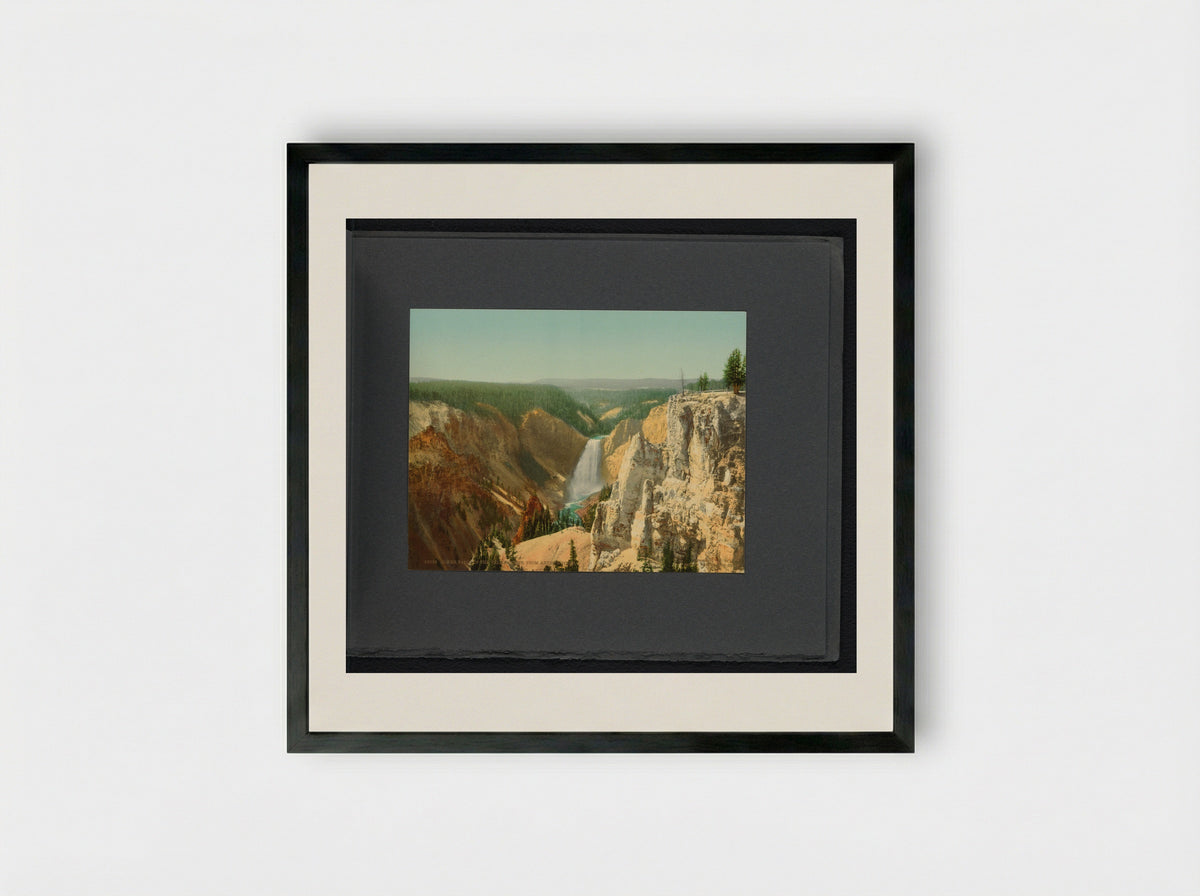 Lower Falls of the Yellowstone, from Artist Point - William Henry Jackson - Framed Print Black