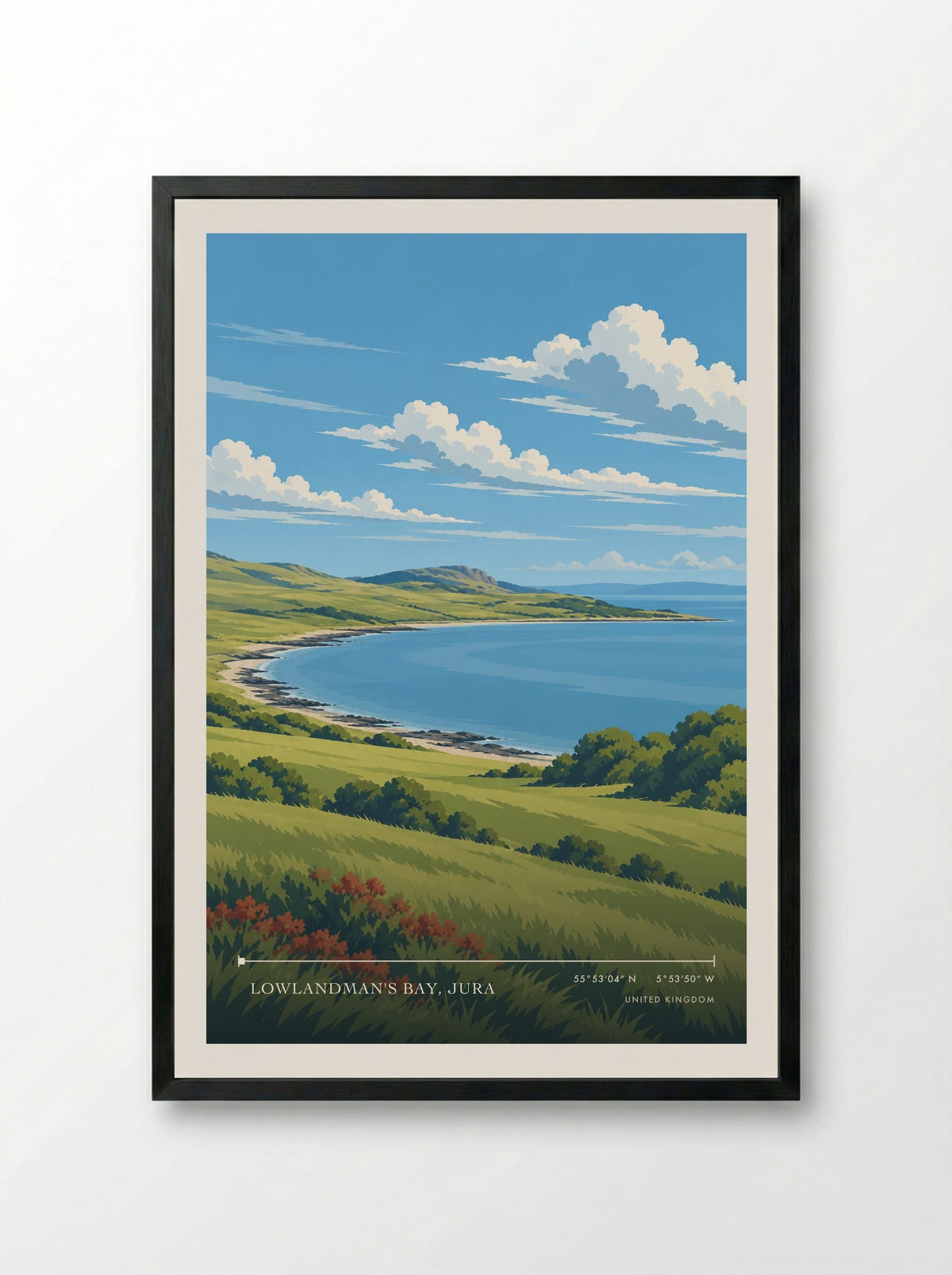Lowlandman's Bay, Jura | Travel Poster - Framed Print Black