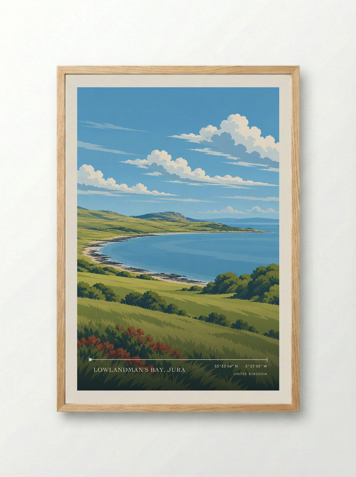 Lowlandman's Bay, Jura | Travel Poster - Framed Print Wood