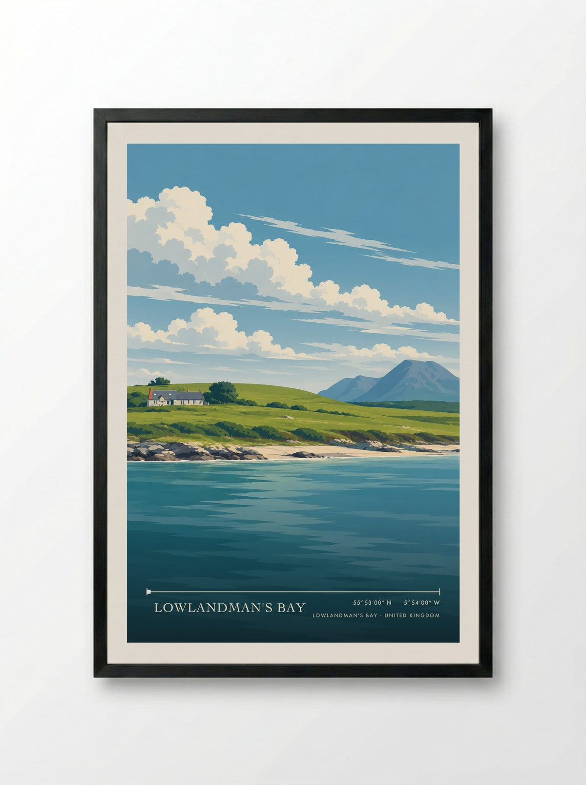 Lowlandman's Bay | Travel Poster - Framed Print Black