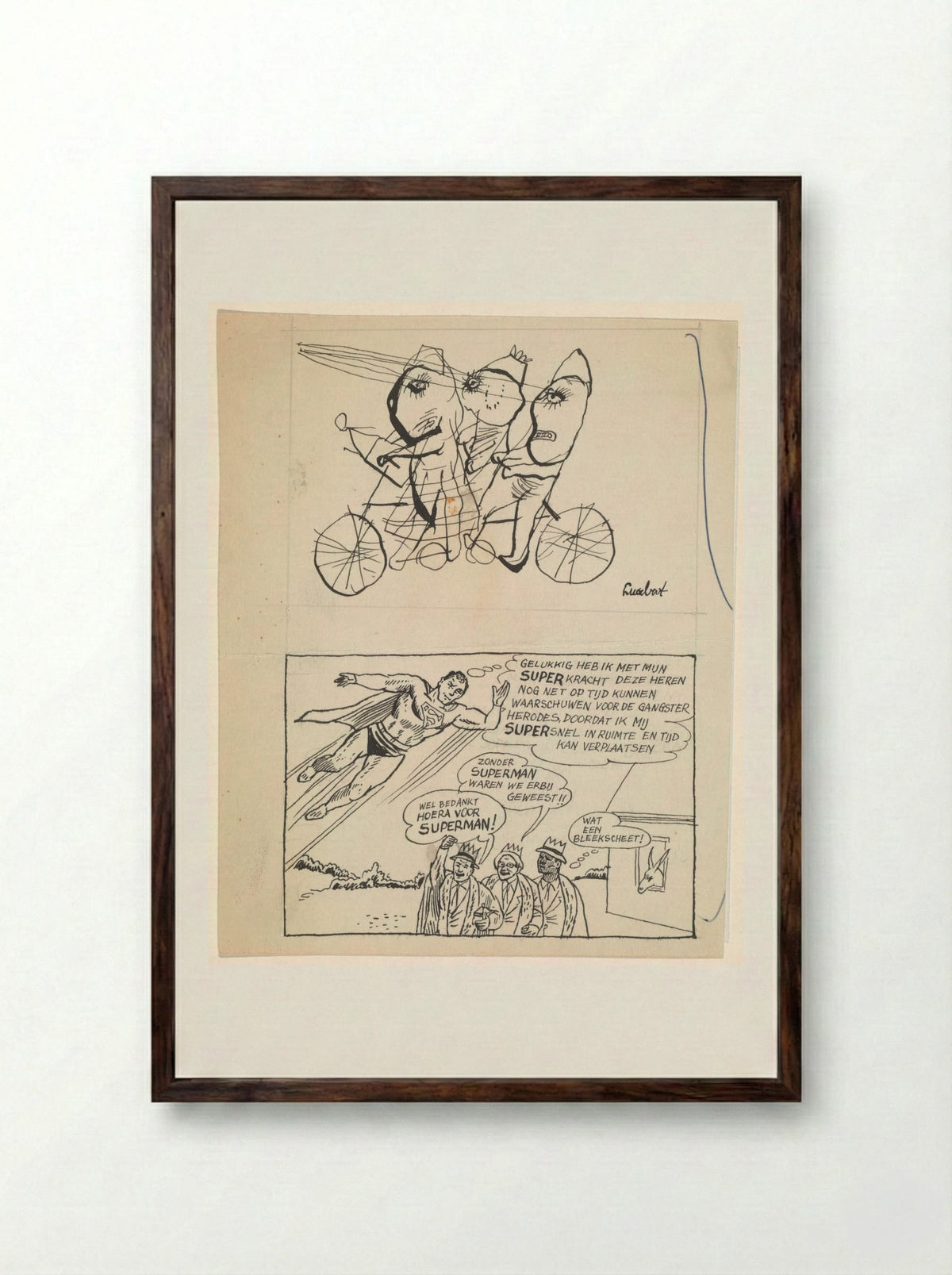 Lucebert-pastiche - Peter Vos - Framed Print Dark Wood