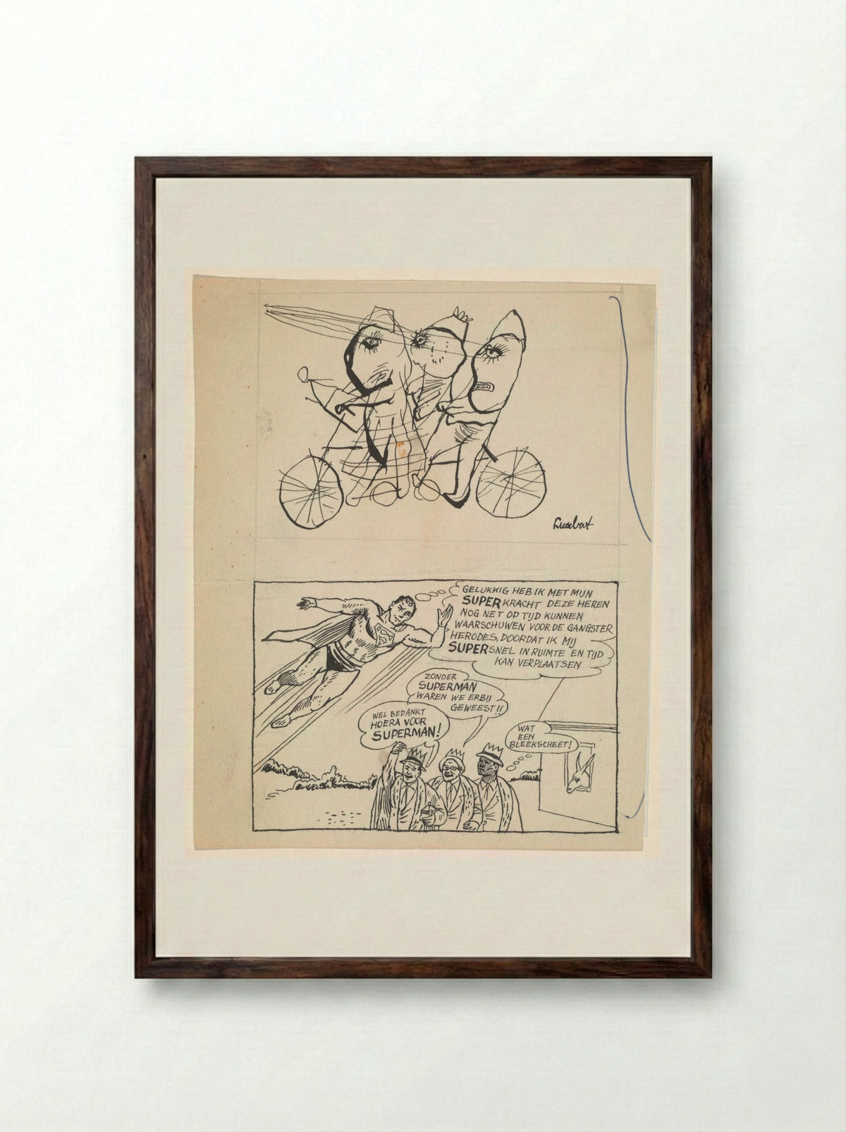 Lucebert-pastiche - Peter Vos - Framed Print Dark Wood