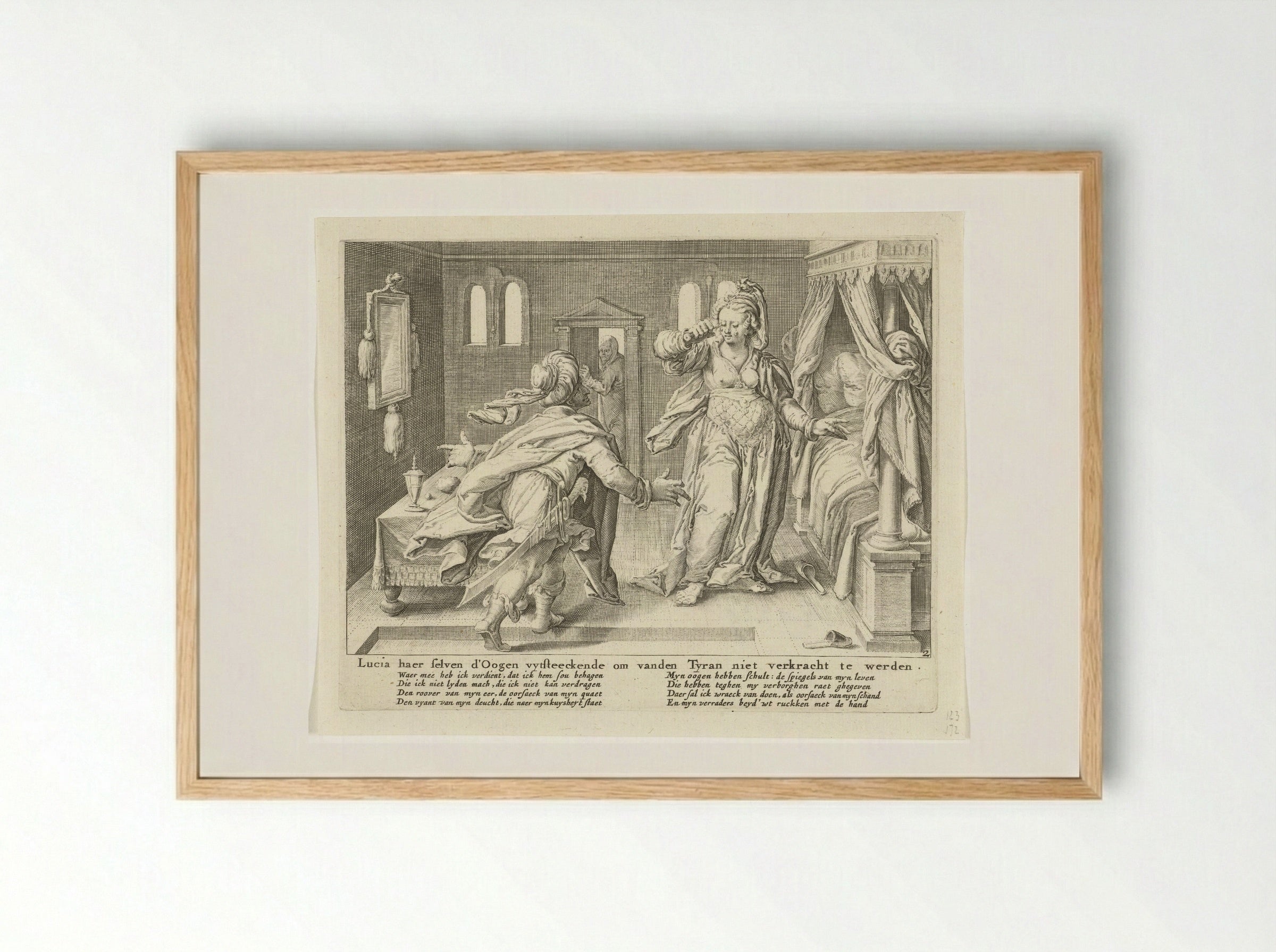 Lucia Plucking Out Her Eyes - Zacharias Dolendo - Framed Print Wood