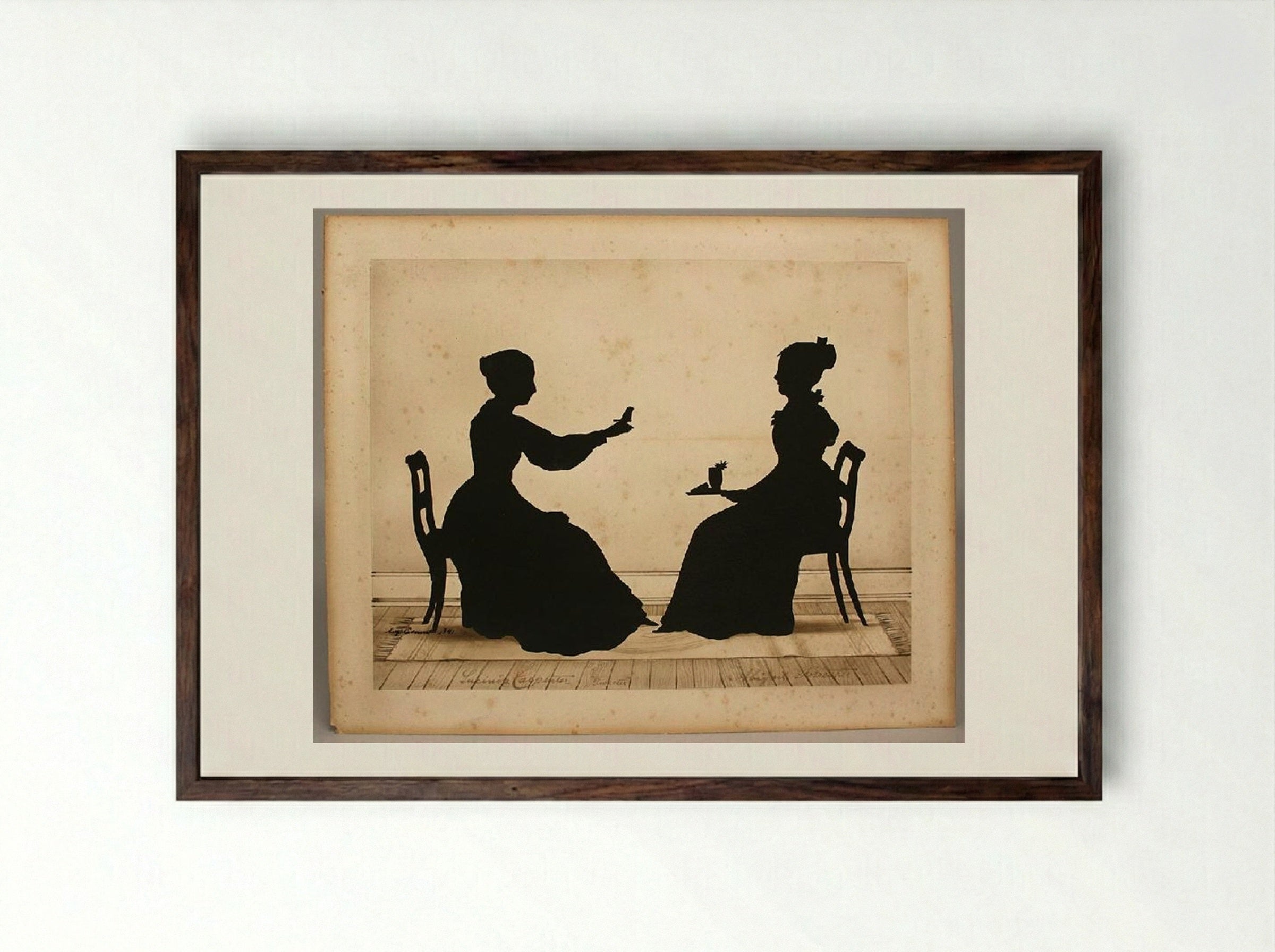 Lucinda Carpenter, Tweeter and Abigail Forrester - Auguste Edouart - Framed Print Dark Wood