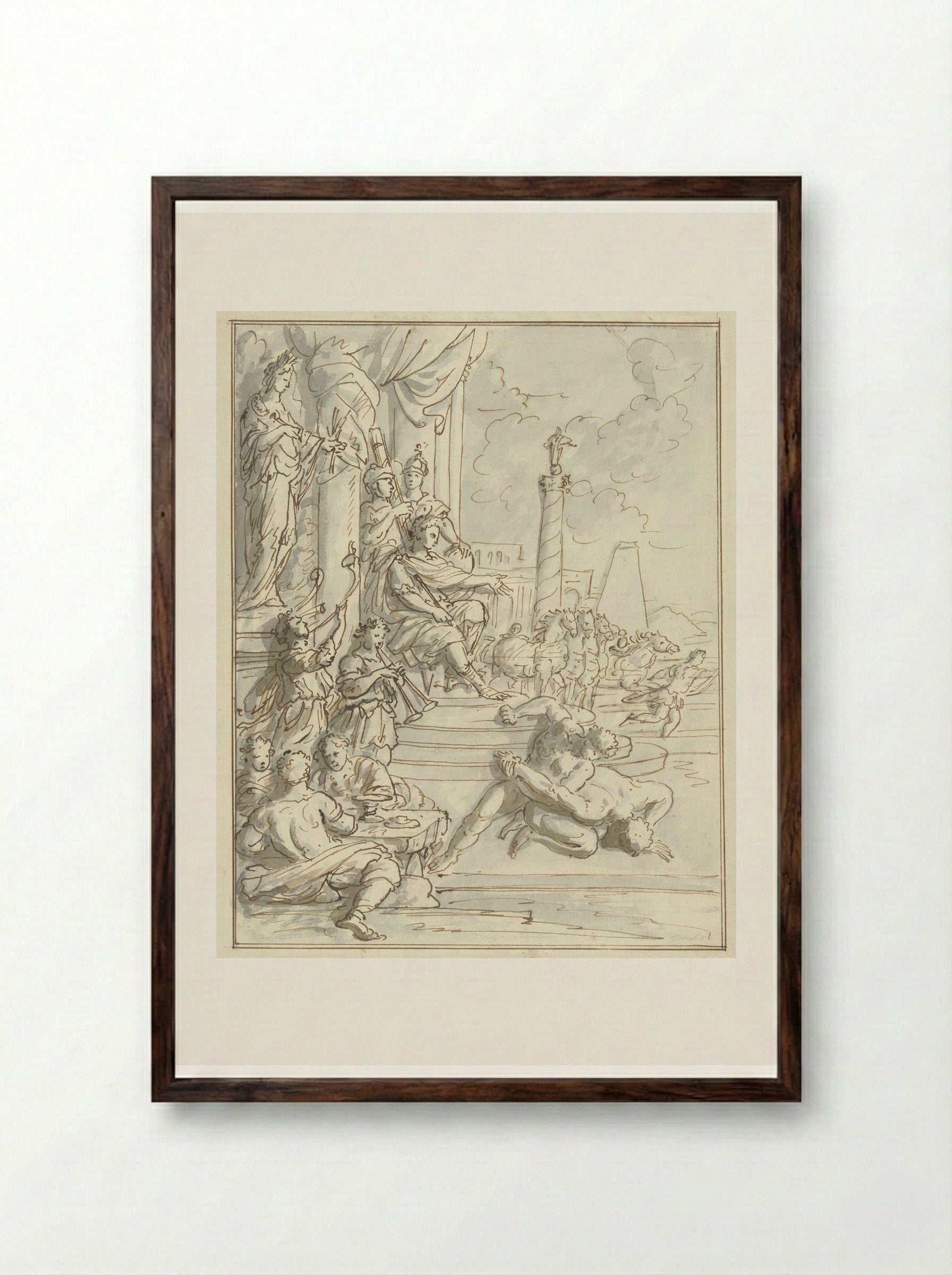 Lucius Aemilius Paullus Organising Games at Amphipolis - Elias van Nijmegen - Framed Print Dark Wood