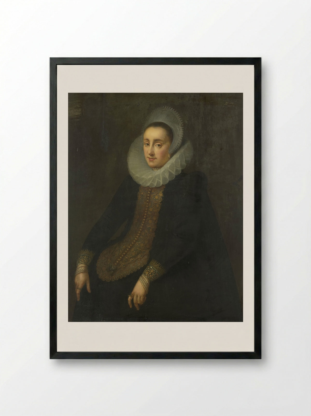 Lucretia del Prado, Wife of Jeremias Boudinois - Gortzius Geldorp - Framed Print Black