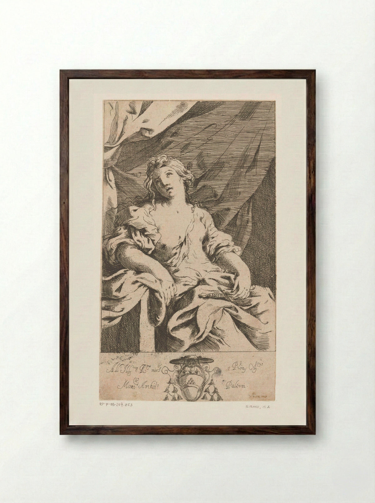 Lucretia - Giovanni Andrea Sirani - Framed Print Dark Wood