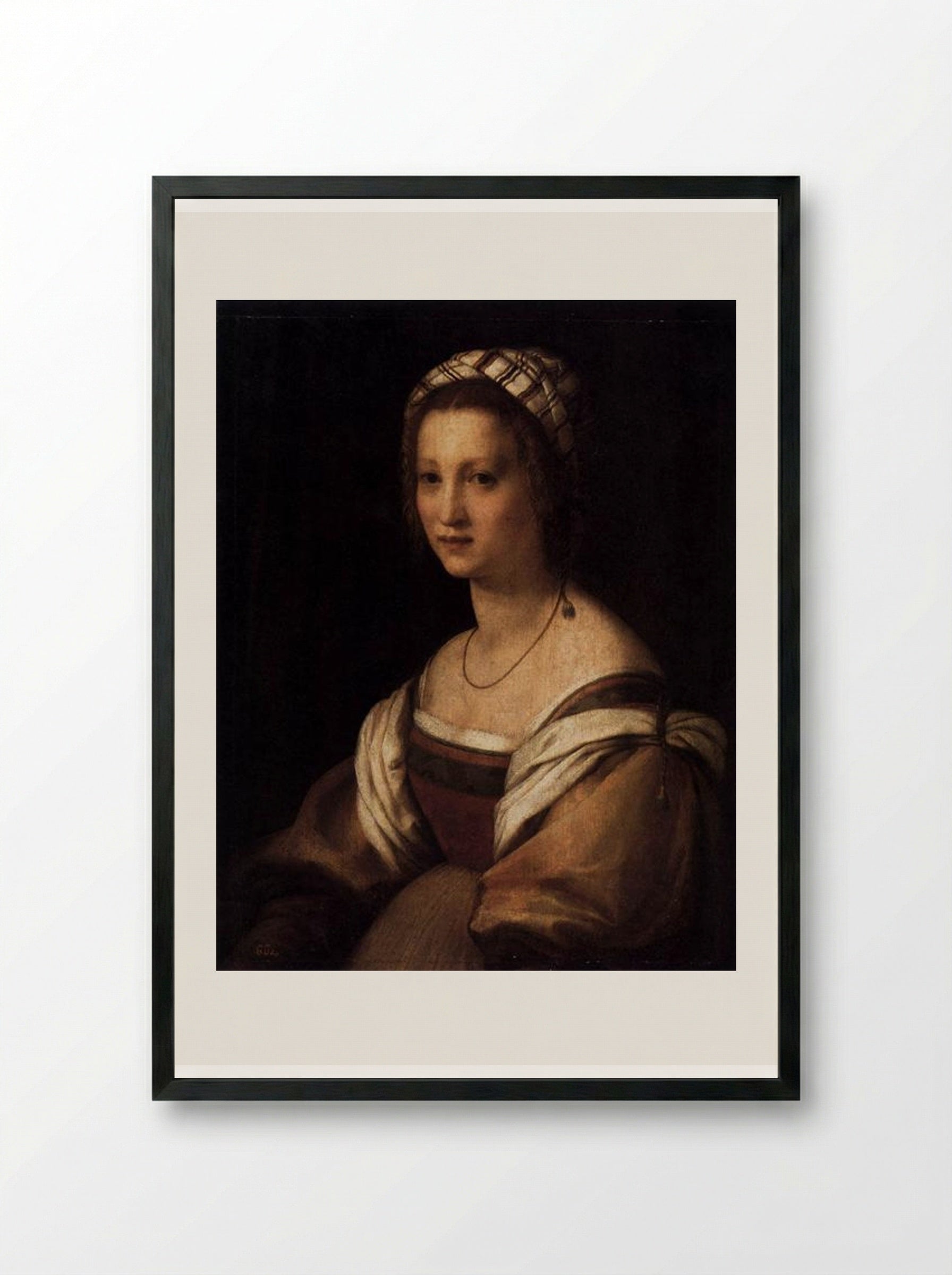 Lucrezia di Baccio del Fede, the Artist's Wife - Andrea del Sarto - Framed Print Black