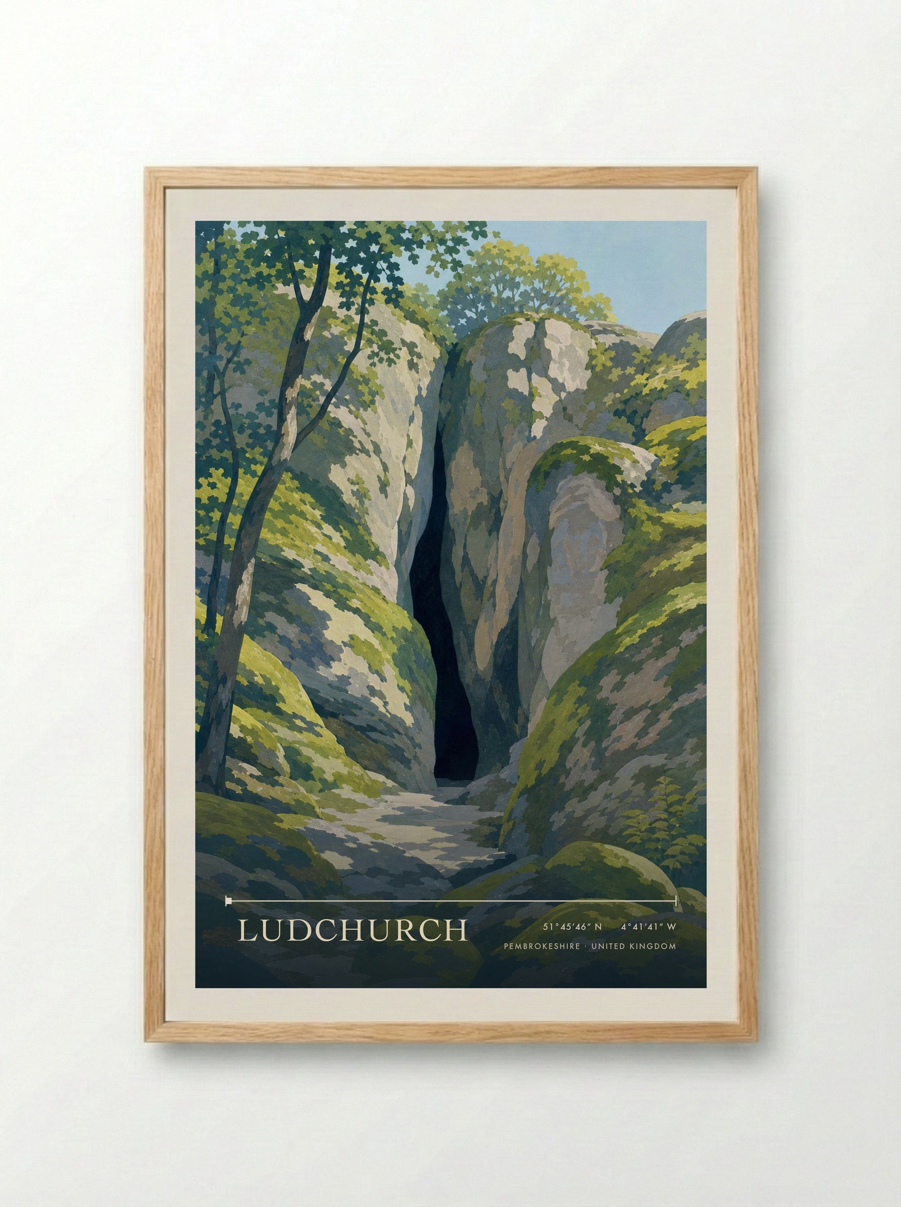 Ludchurch Pembrokeshire United Kingdom Travel Poster - Framed Print Wood