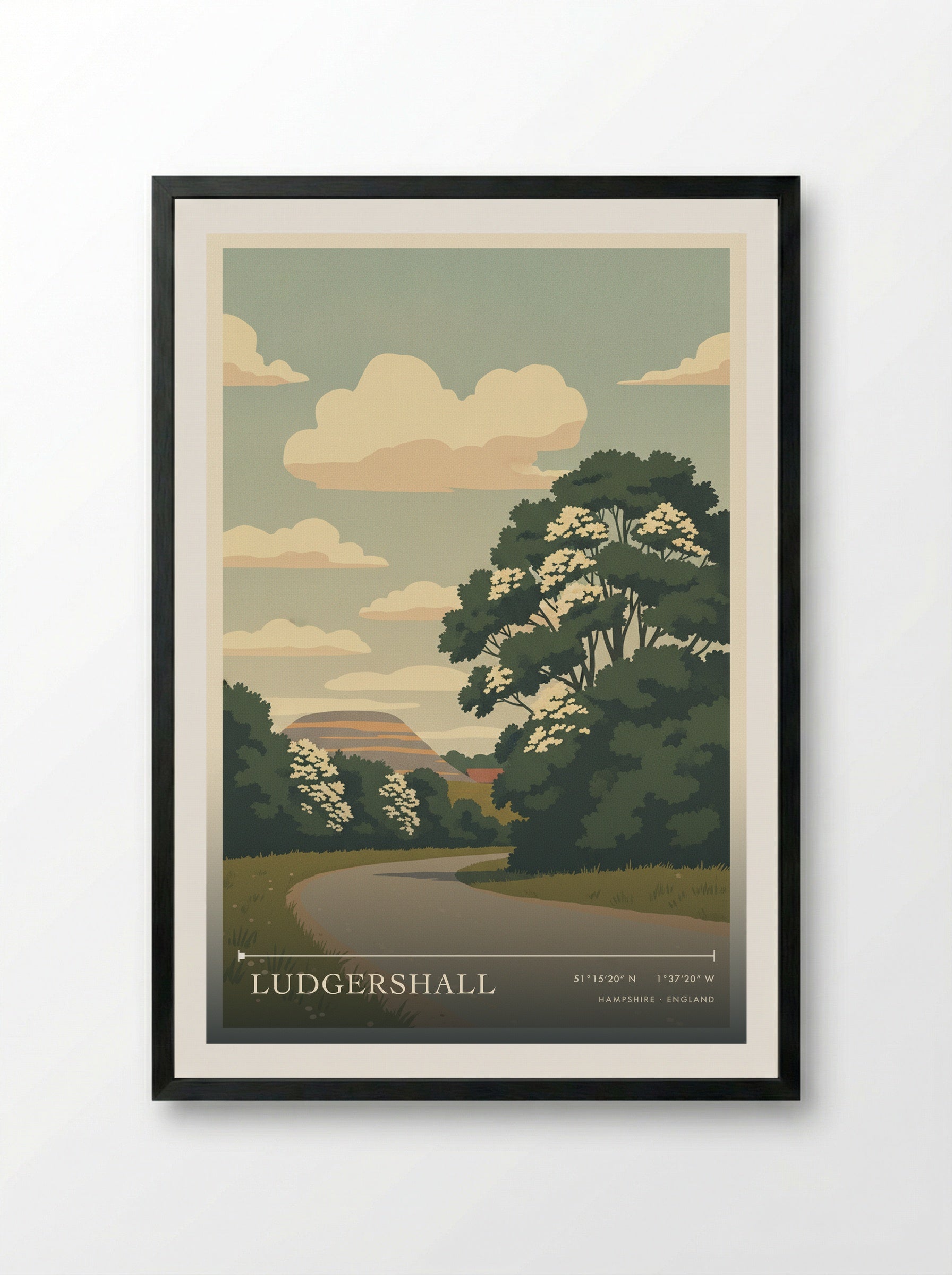 Ludgershall Hampshire England Travel Poster - Framed Print Black
