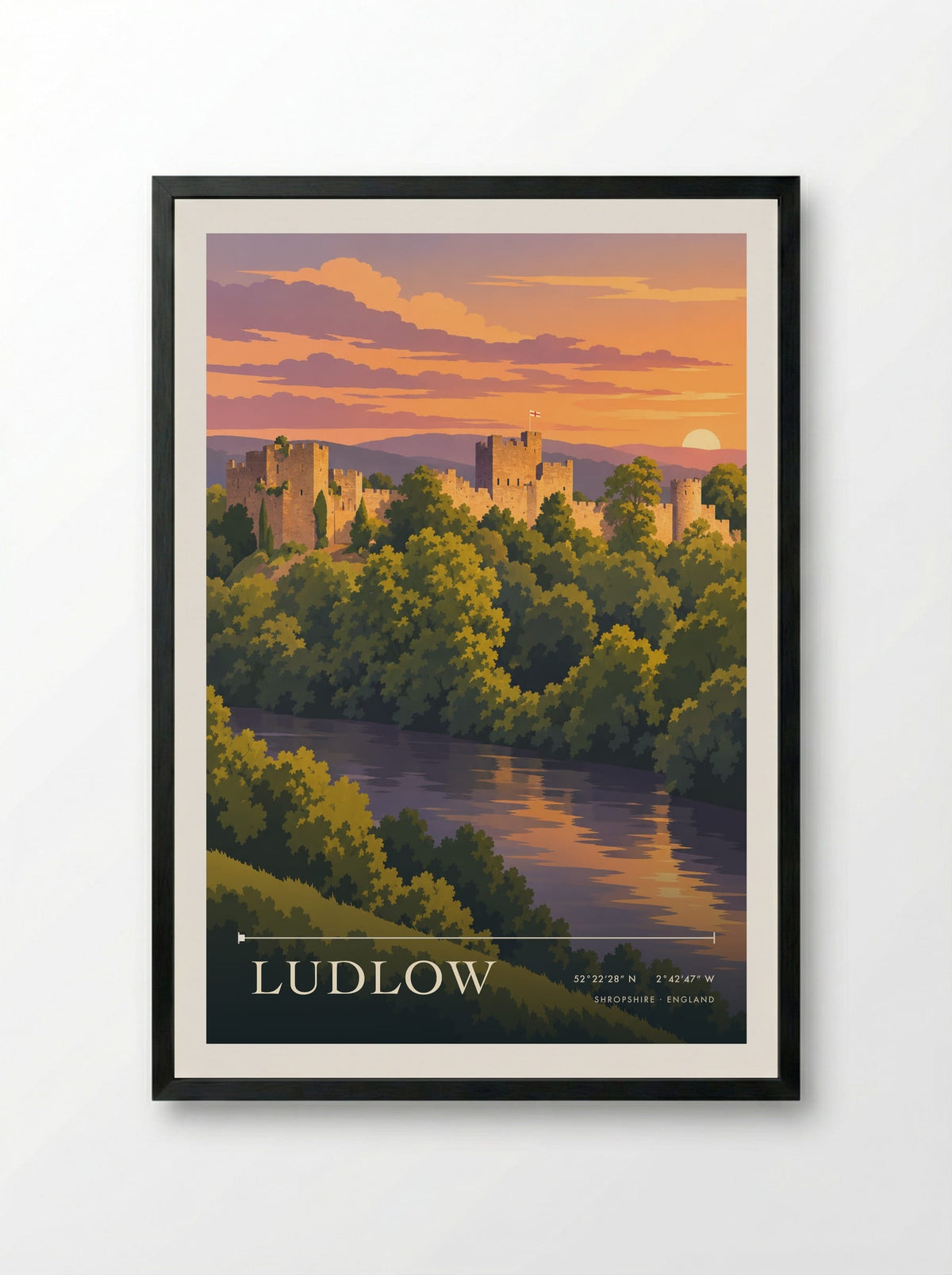Ludlow, Shropshire | Travel Poster - Framed Print Black