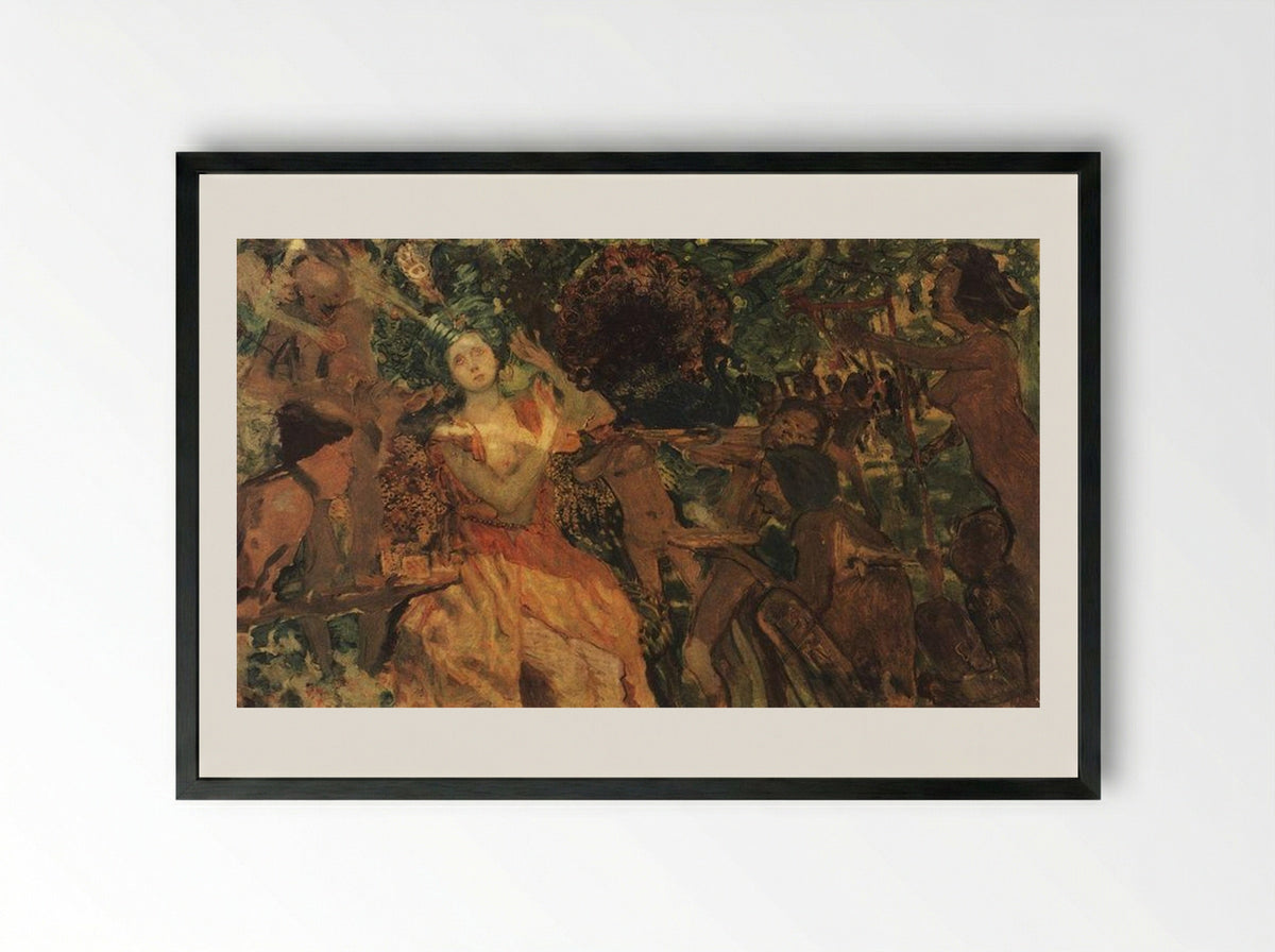 Ludmila in the Chernomor's Garden - Konstantin Somov - Framed Print Black