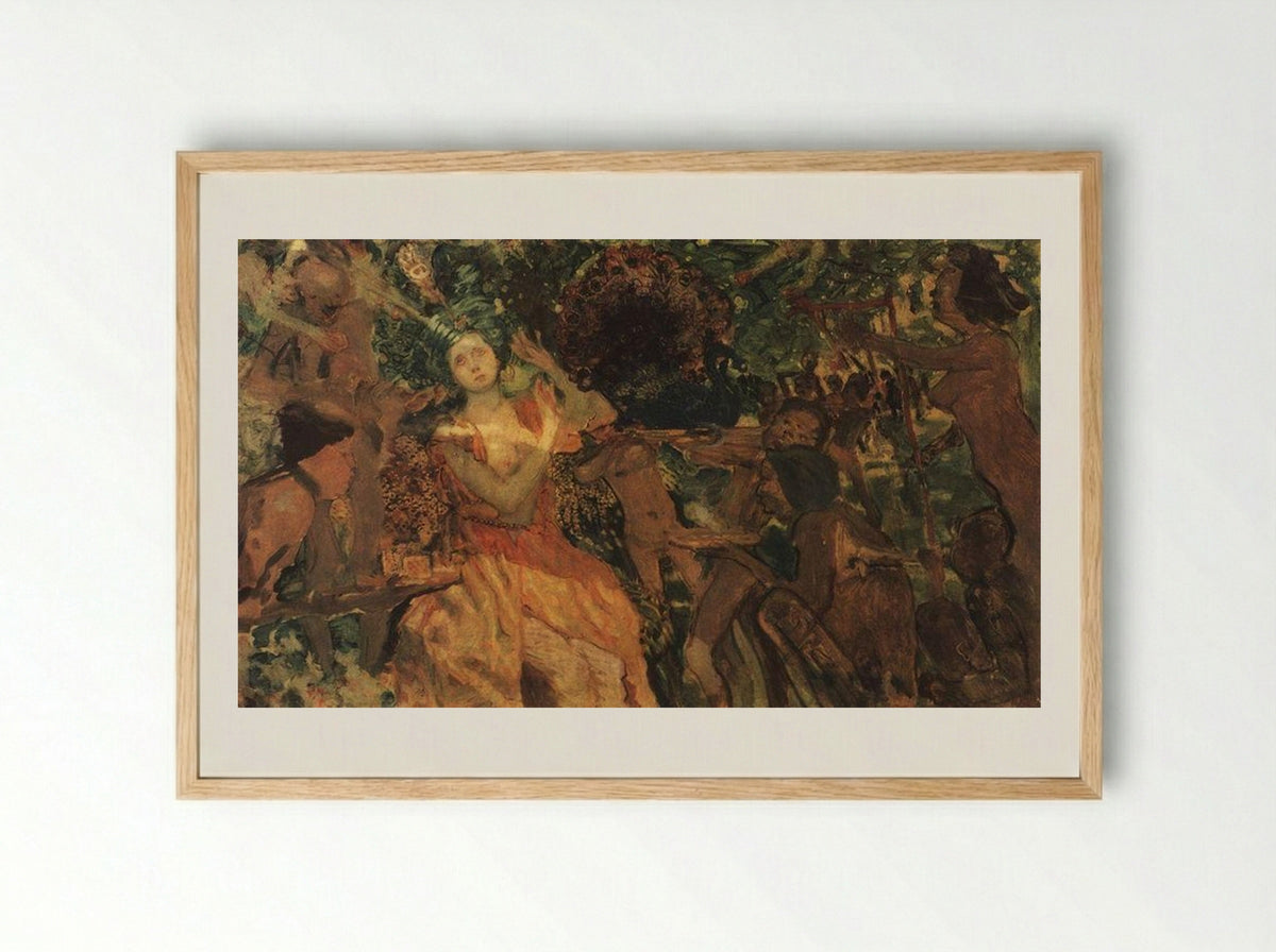 Ludmila in the Chernomor's Garden - Konstantin Somov - Framed Print Wood