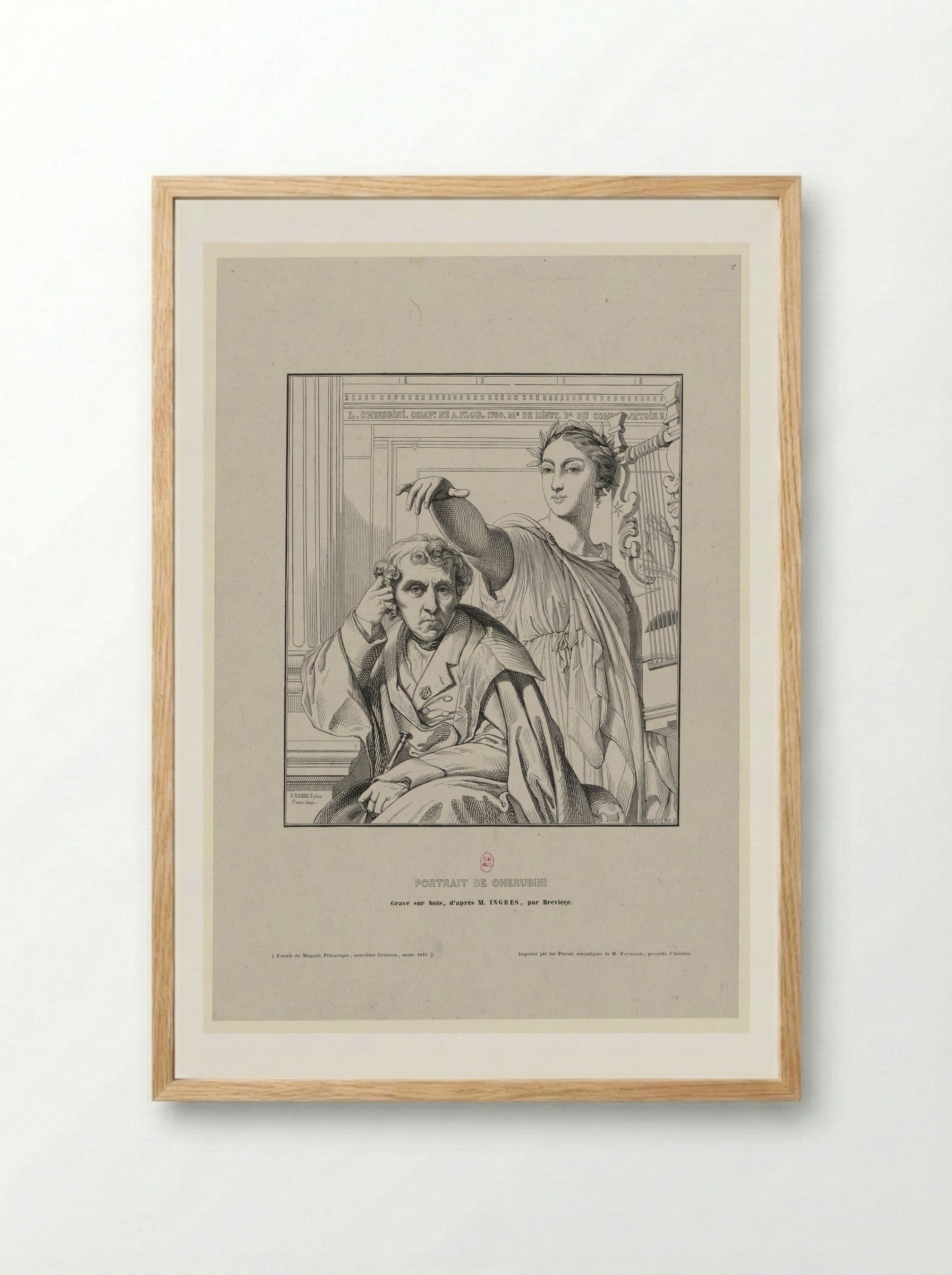 Luigi Cherubini and the Muse of Lyric Poetry - Jean Auguste Dominique Ingres - Framed Print Wood