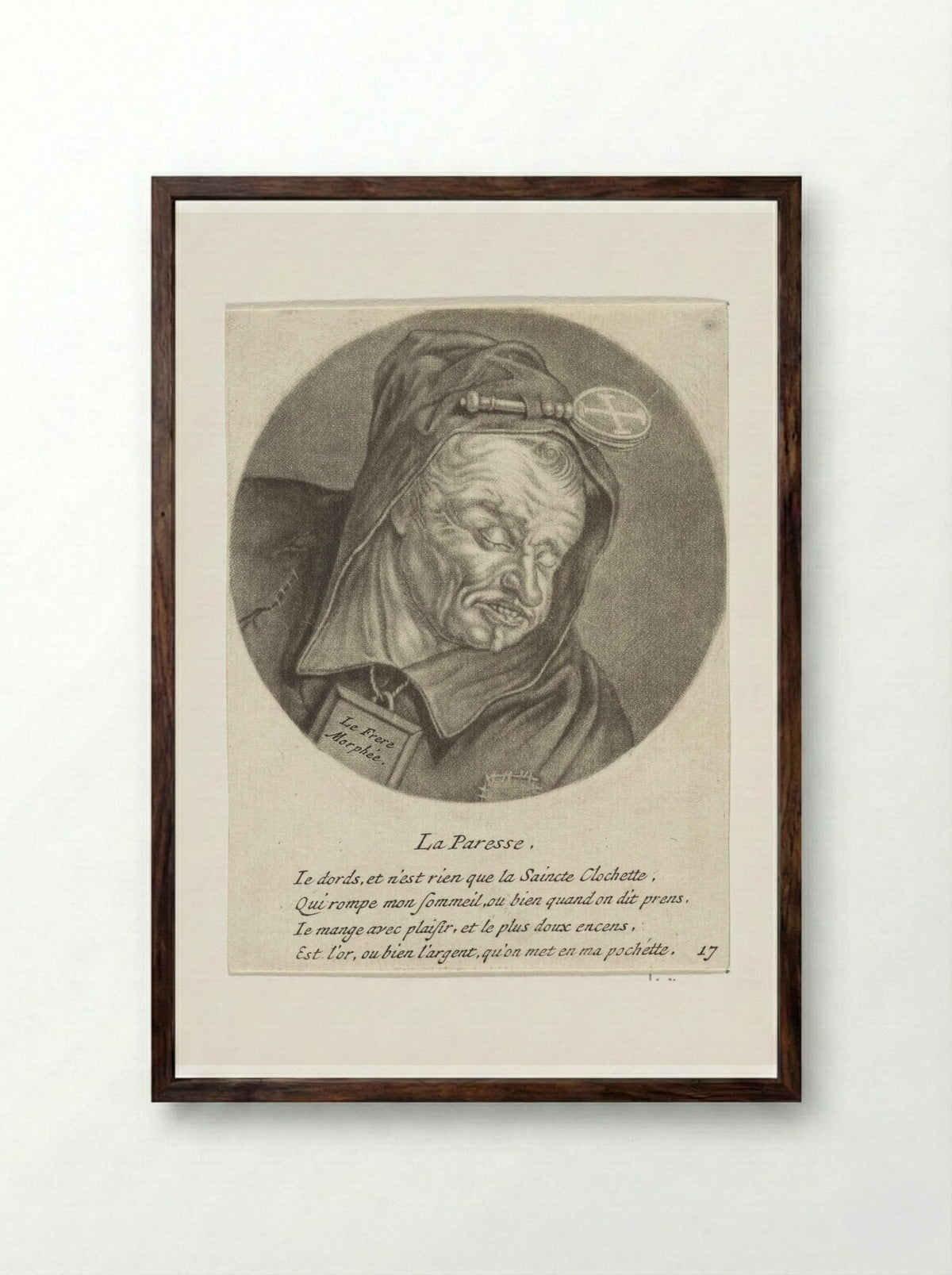 Luiheid (Sloth) - Jacob Gole - Framed Print Dark Wood