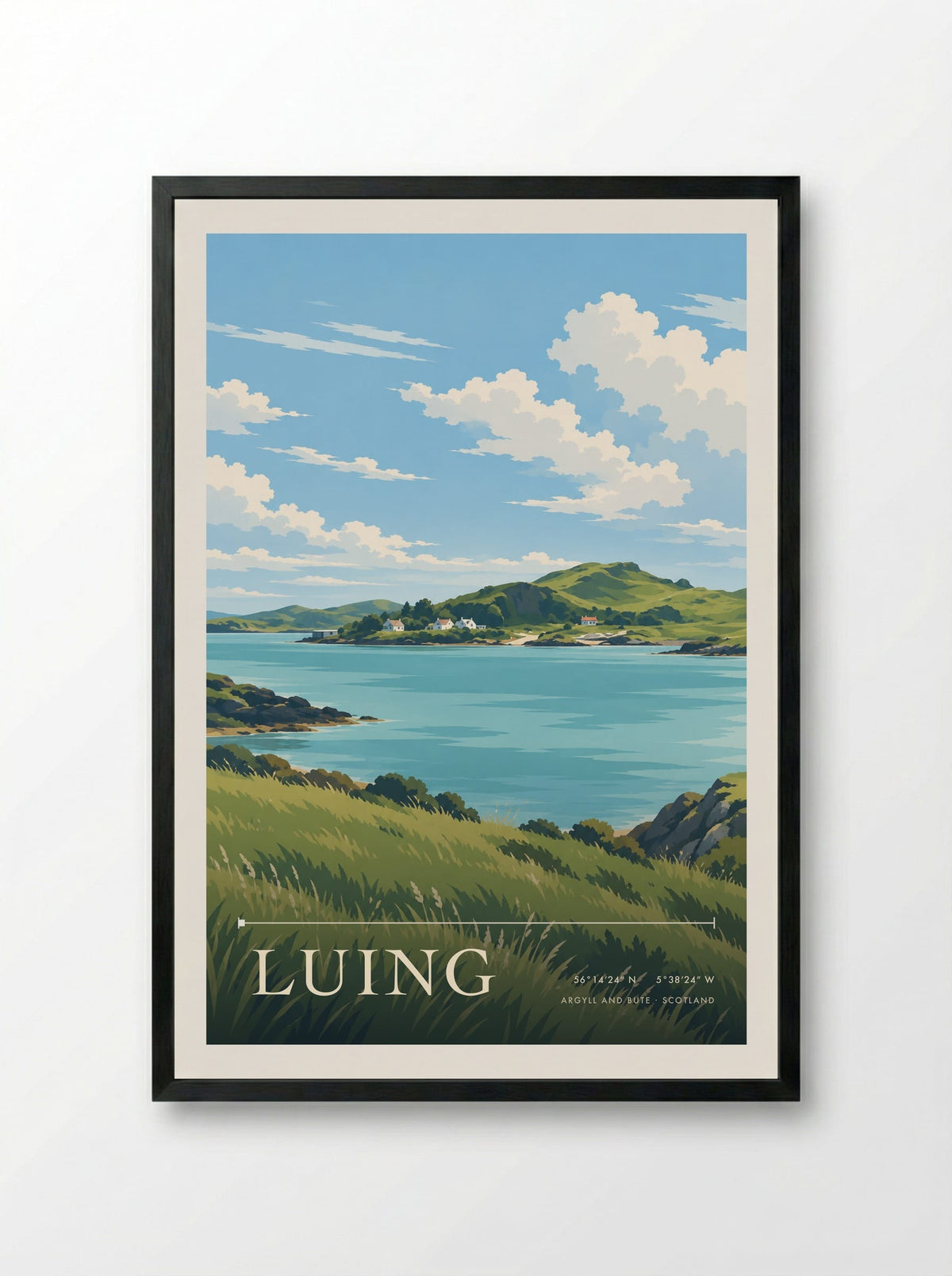 Luing, Argyll and Bute | Travel Poster - Framed Print Black