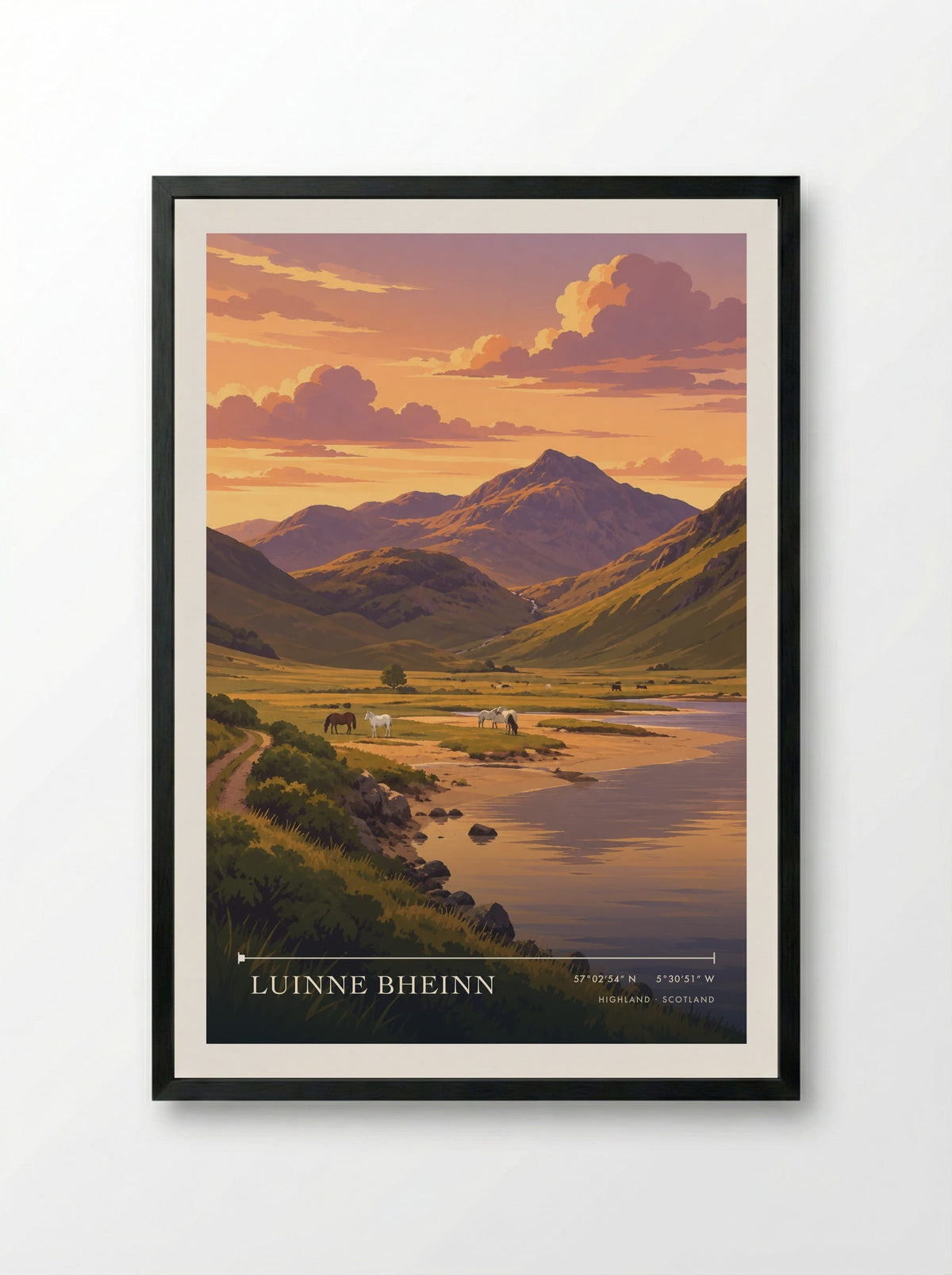 Luinne Bheinn, Highland | Travel Poster - Framed Print Black