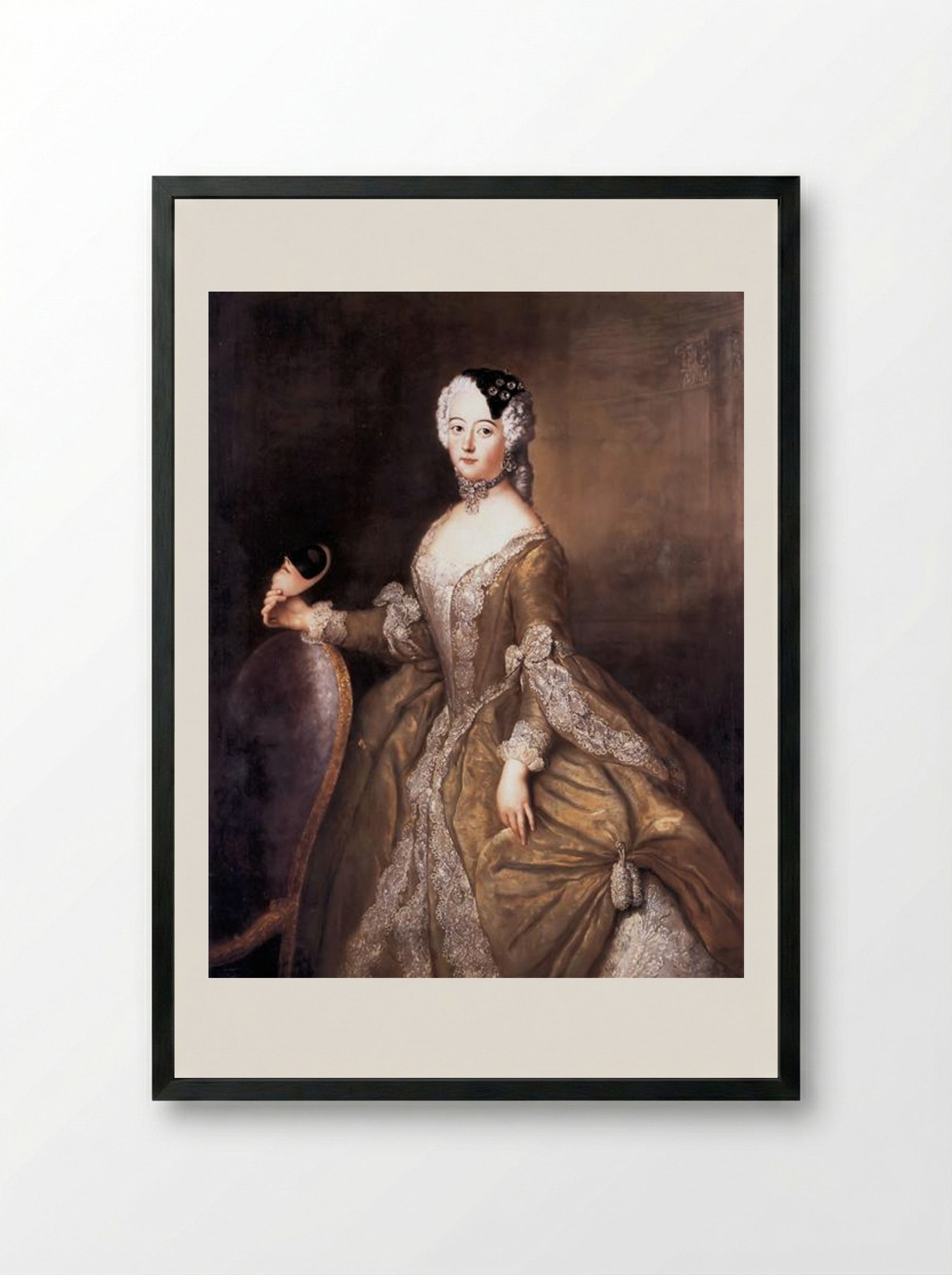 Luise Ulrike of Prussia, Queen of Sweden - Antoine Pesne - Framed Print Black