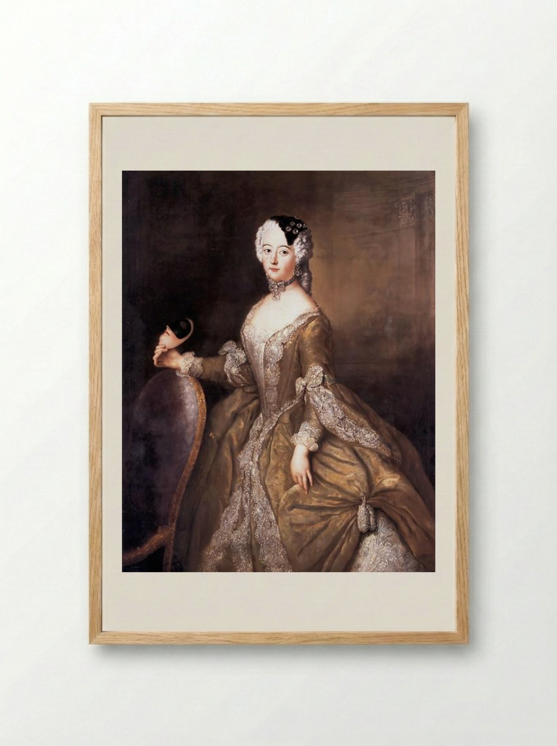 Luise Ulrike of Prussia, Queen of Sweden - Antoine Pesne - Framed Print Wood
