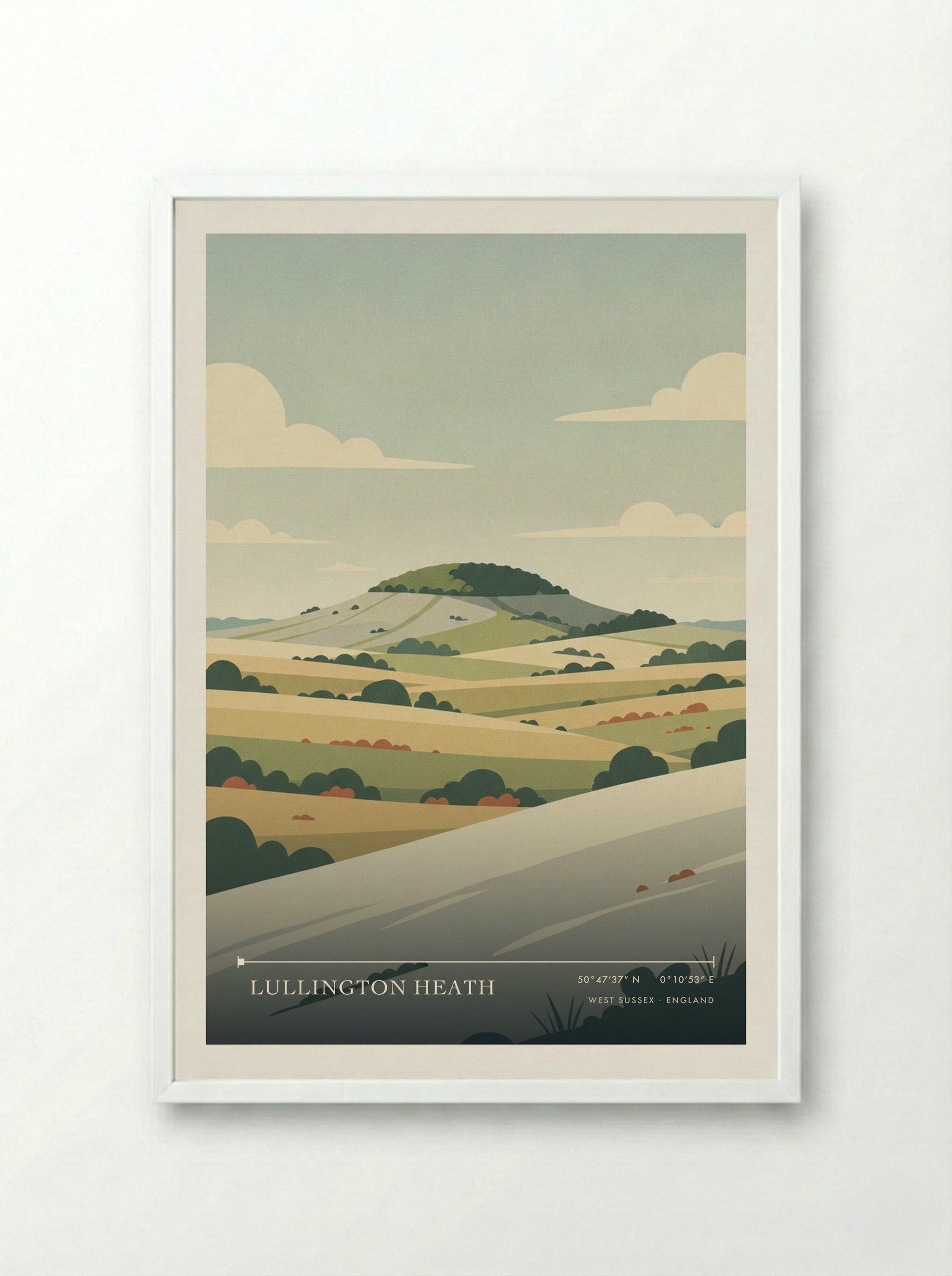 Lullington Heath West Sussex England Travel Poster - Framed Print White