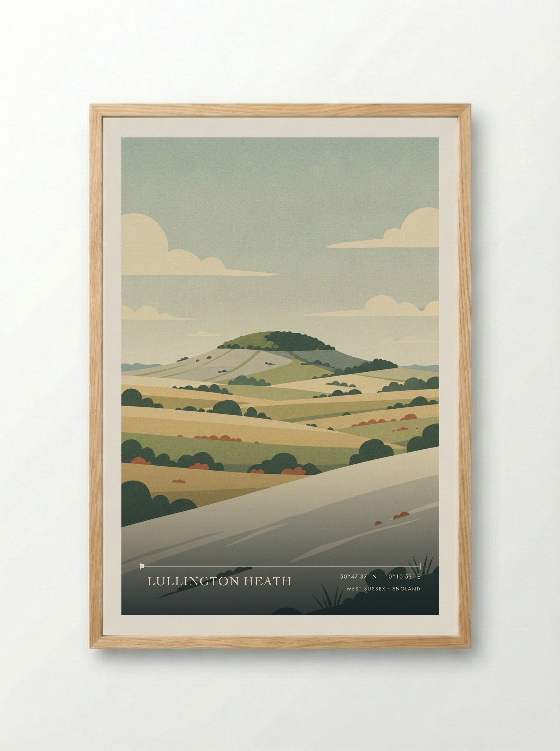 Lullington Heath West Sussex England Travel Poster - Framed Print Wood