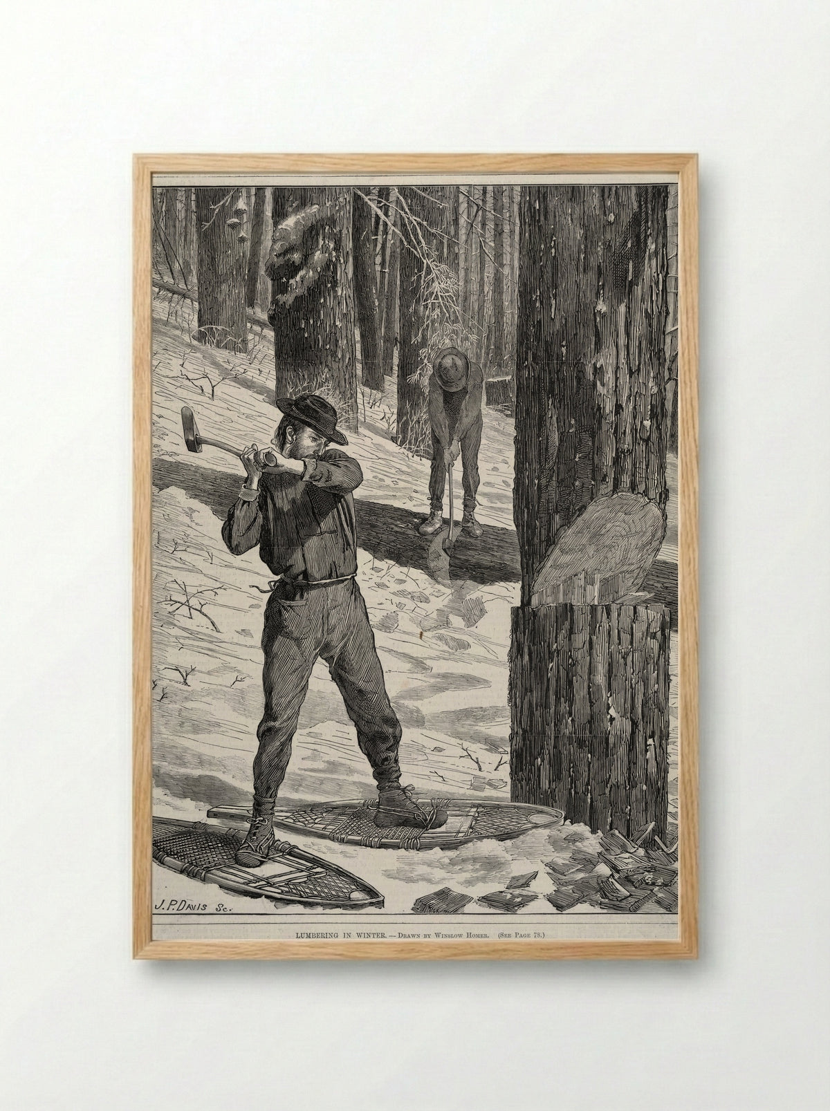 Lumbering in Winter - Winslow Homer - Framed Print Wood