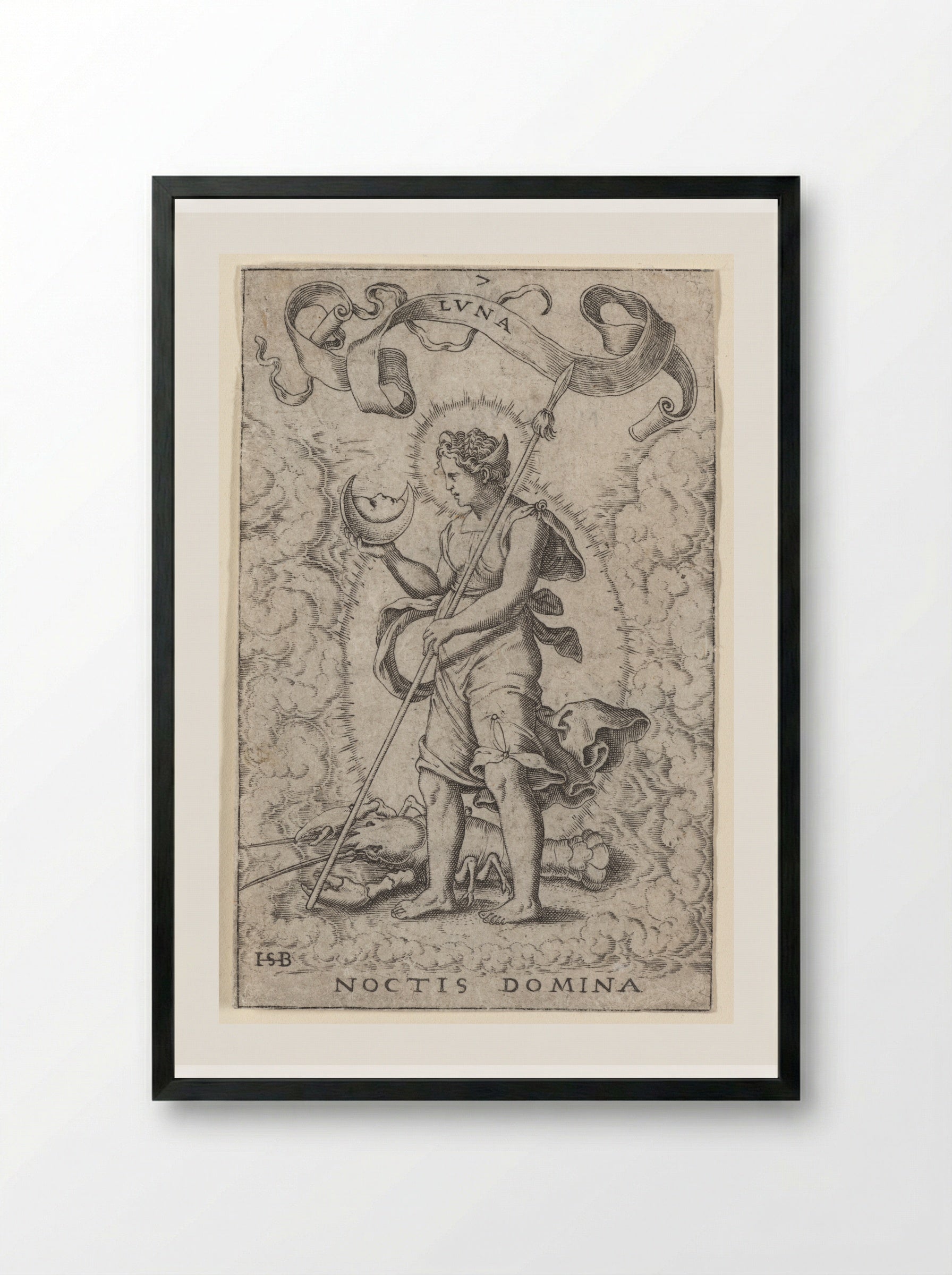 Luna (Noctis Domina) - Theodor de Bry - Framed Print Black