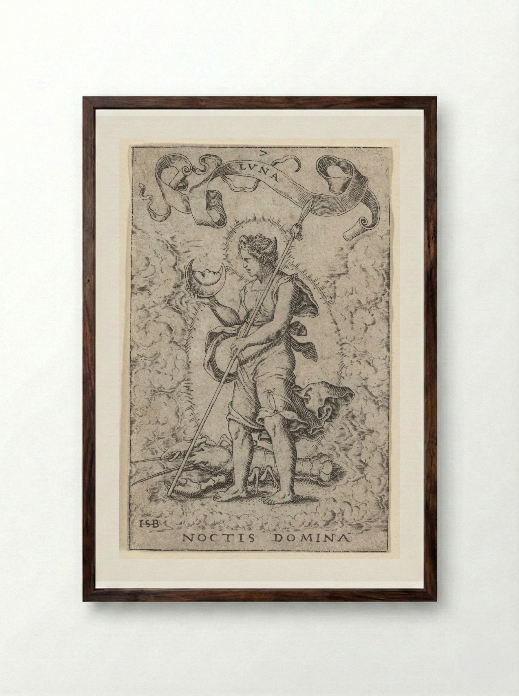 Luna (Noctis Domina) - Theodor de Bry - Framed Print Dark Wood