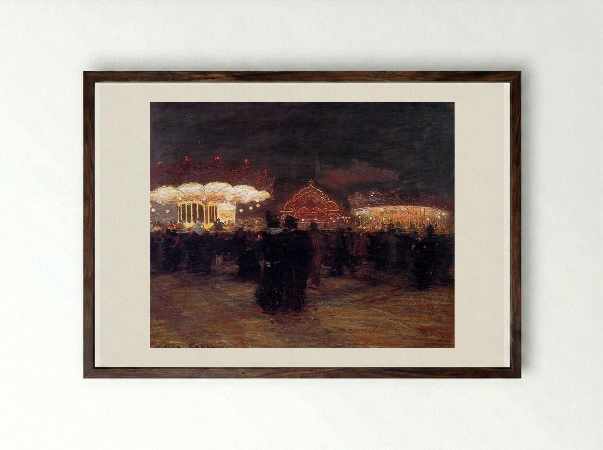 Luna Park, Paris - Giacomo Balla - Framed Print Dark Wood