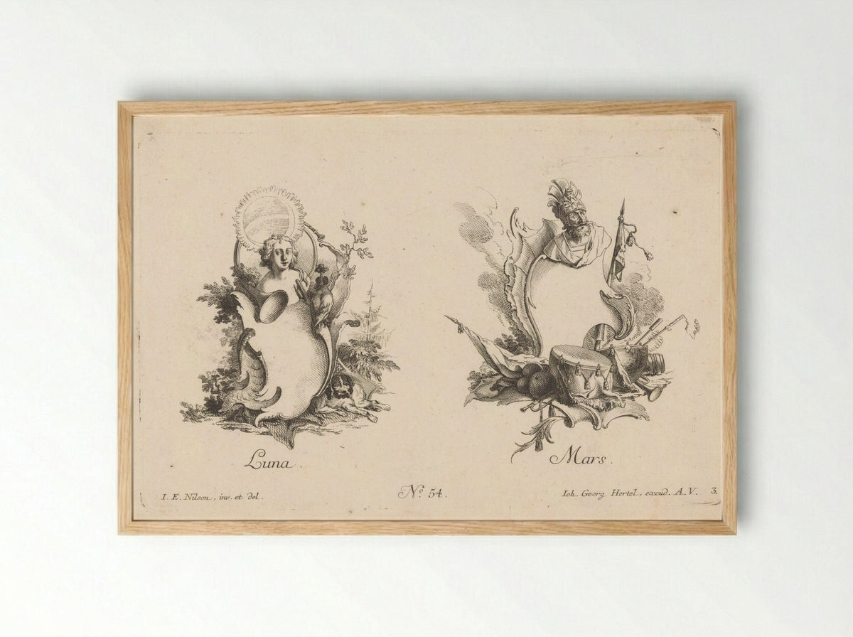 Luna and Mars - Jakob Wangner - Framed Print Wood