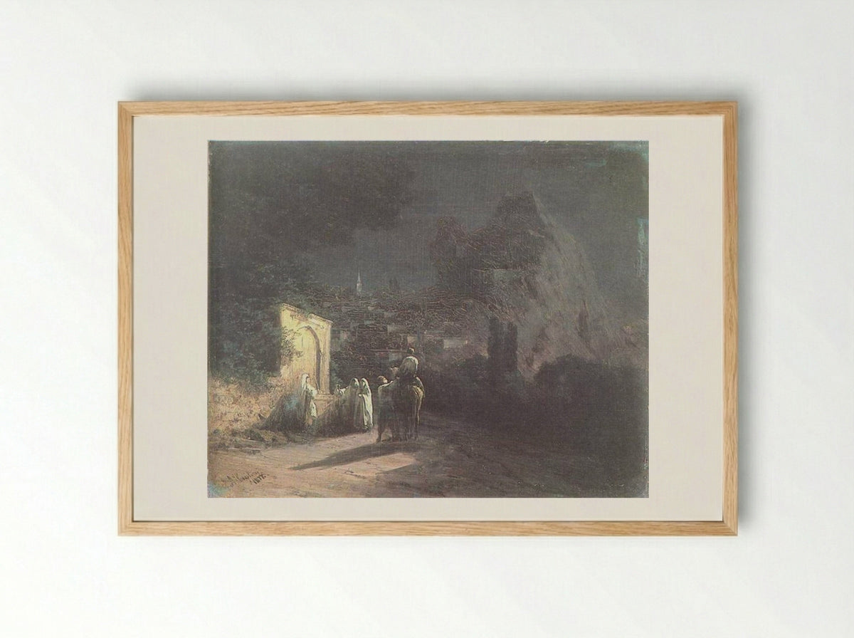 Lunar Night at the Spring - Ivan Aivazovsky - Framed Print Wood