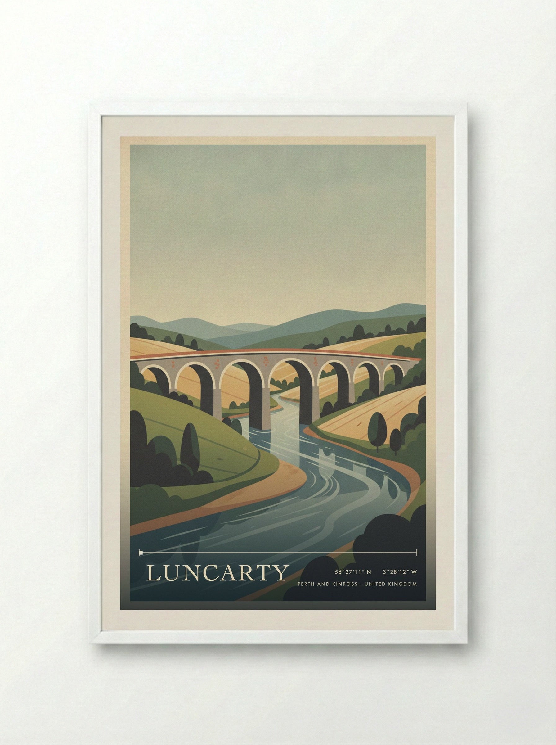 Luncarty Perth and Kinross United Kingdom Travel Poster - Framed Print White