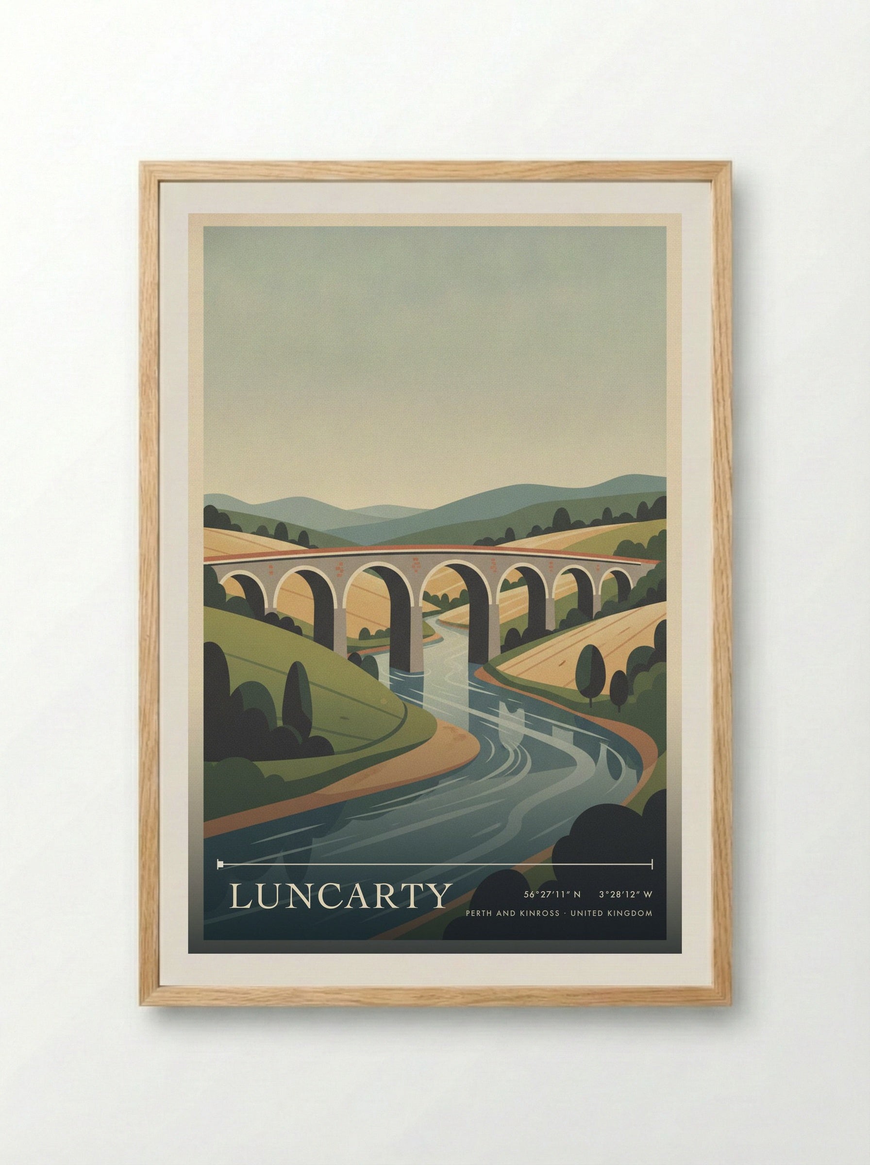 Luncarty Perth and Kinross United Kingdom Travel Poster - Framed Print Wood
