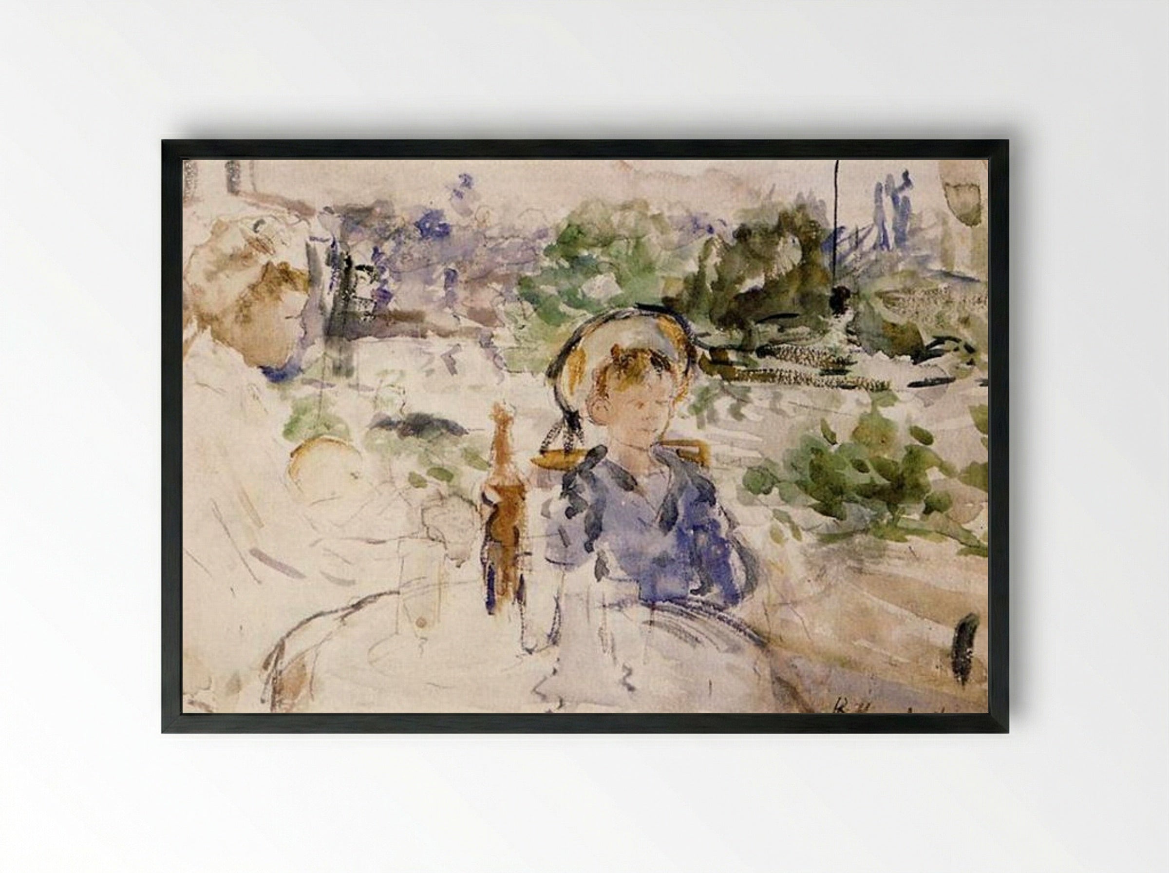 Luncheon in the Countryside - Berthe Morisot - Framed Print Black