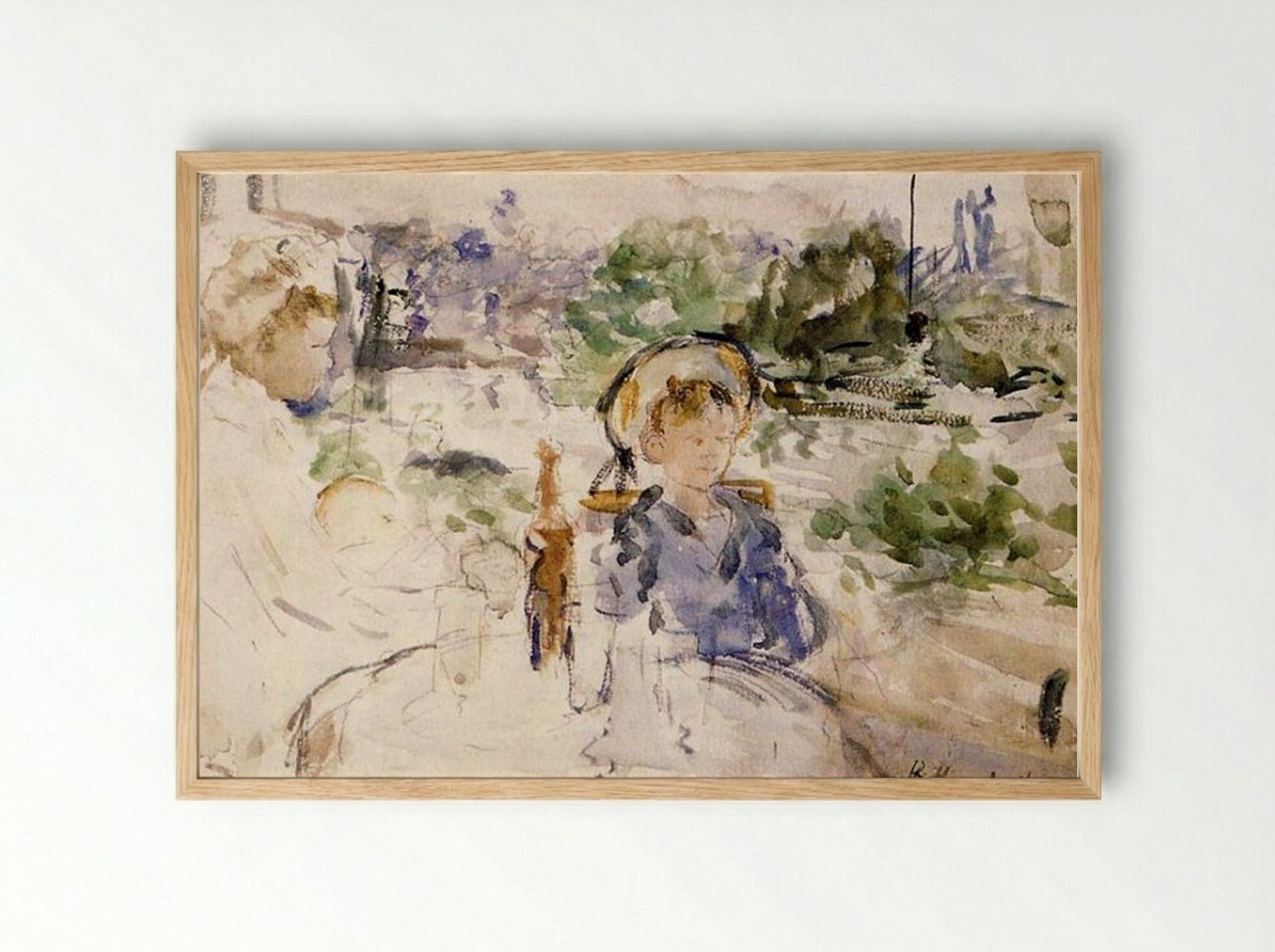 Luncheon in the Countryside - Berthe Morisot - Framed Print Wood