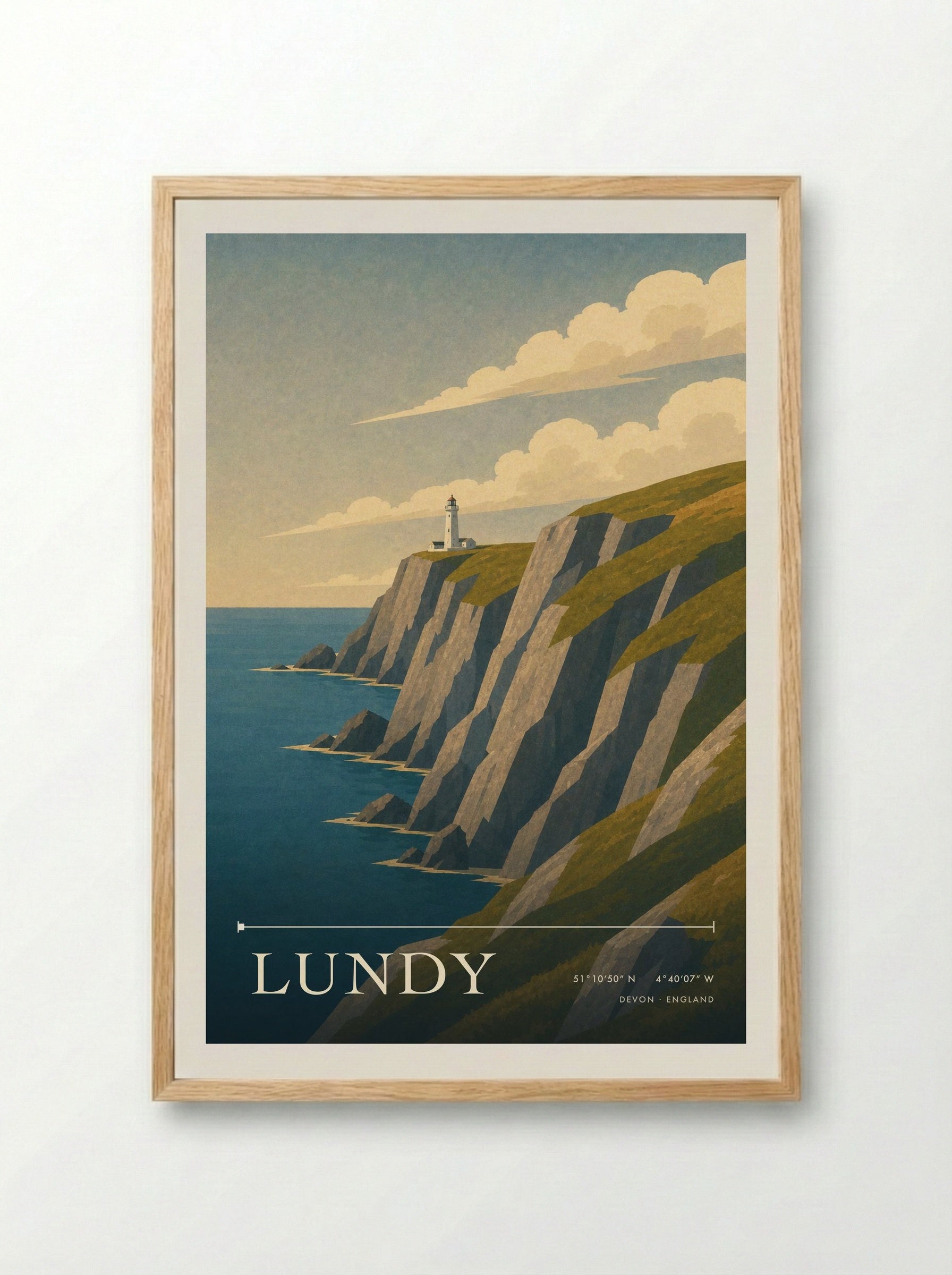 Lundy Devon England Travel Poster - Framed Print Wood