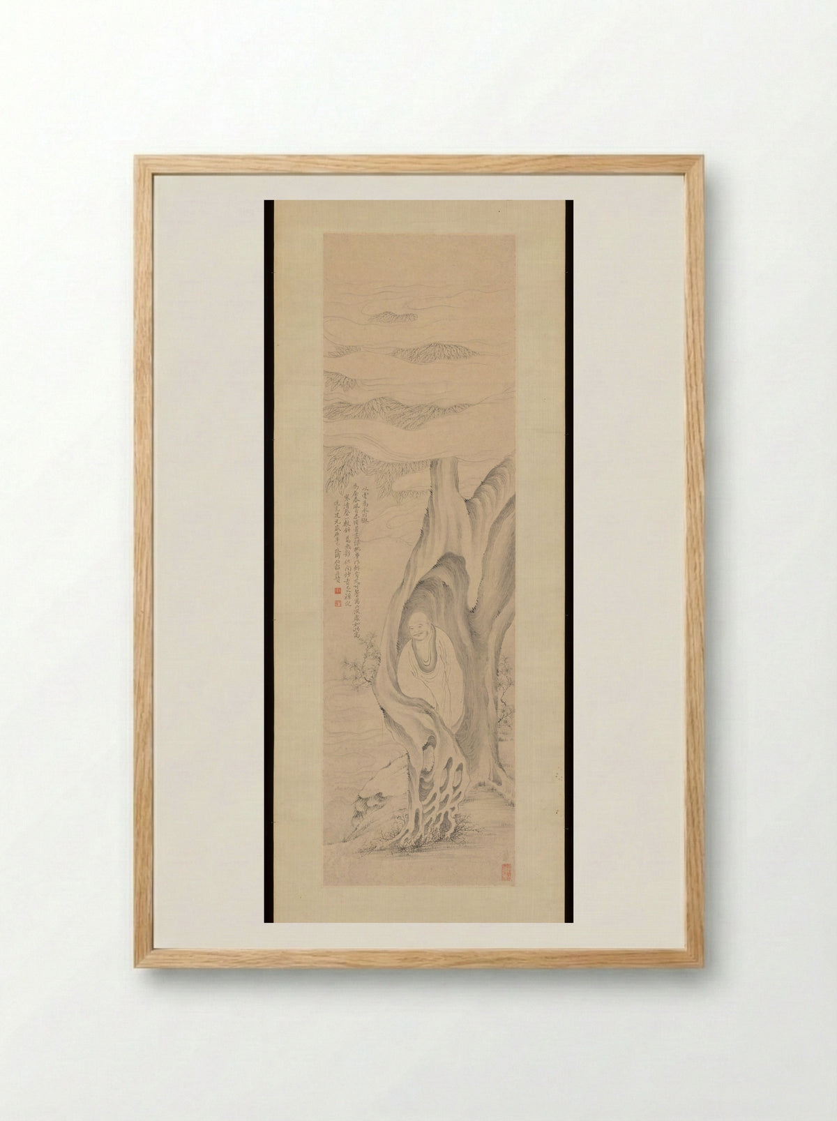 Luohan Meditating in a Tree - Gai Qi - Framed Print Wood
