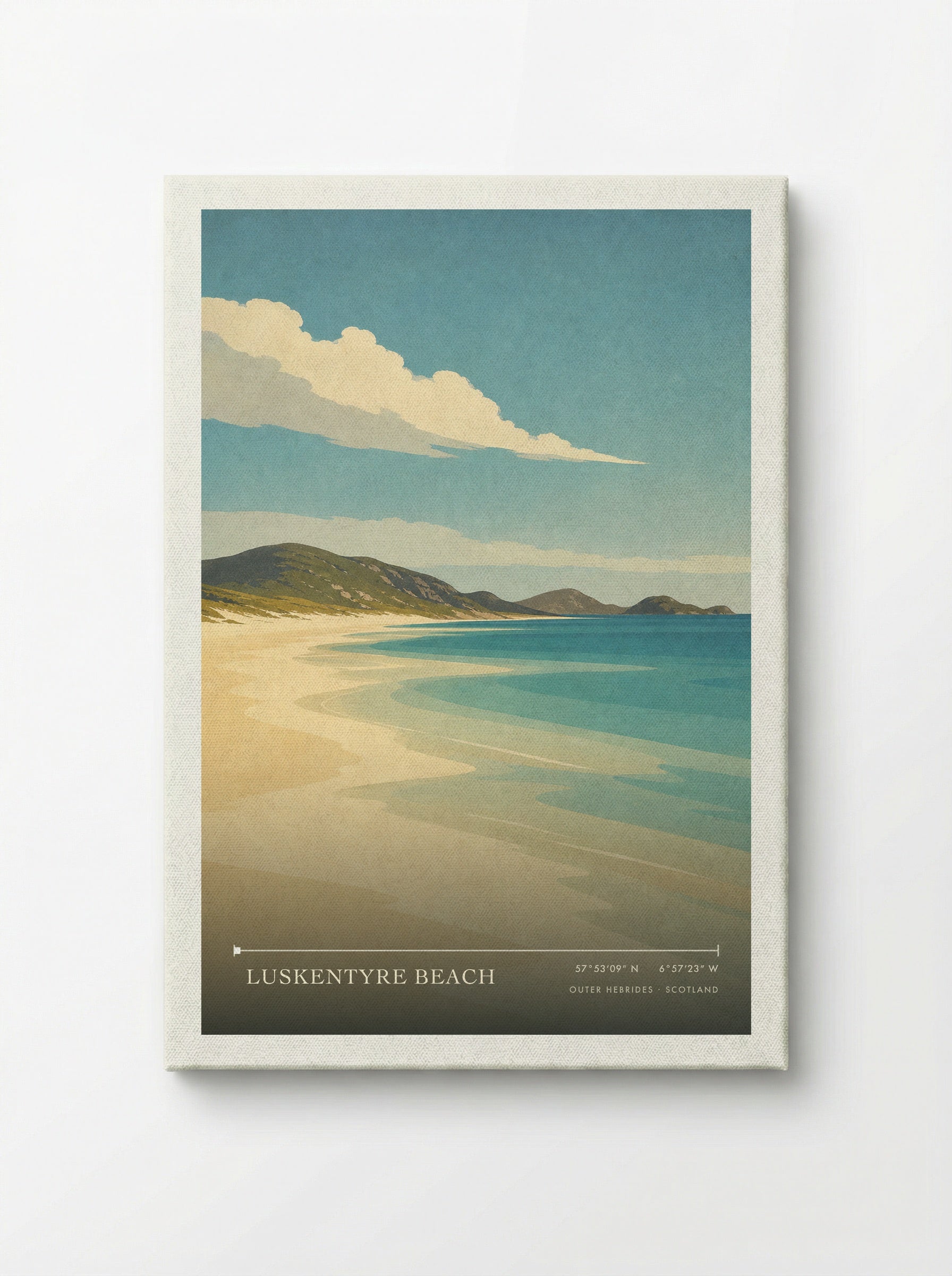 Luskentyre Beach Travel Poster Artwork - Canvas