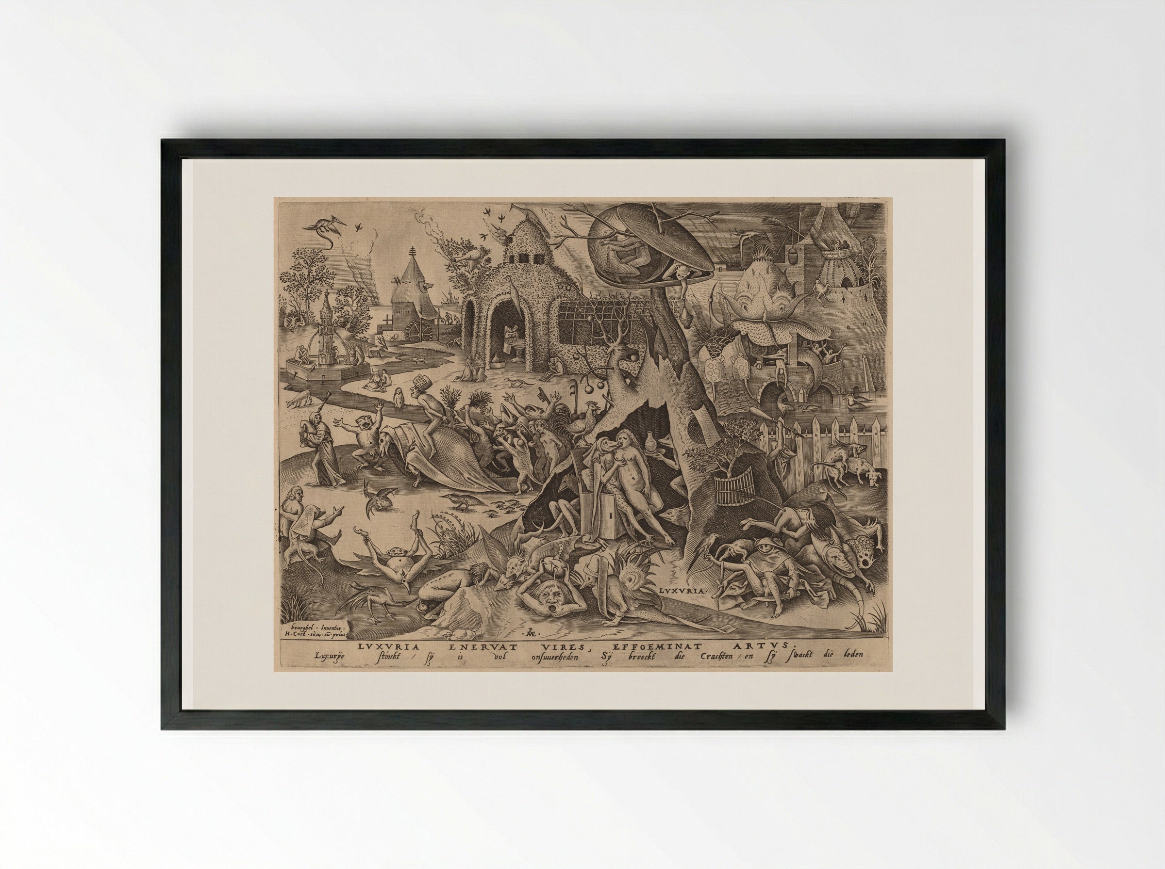 Lust (Luxuria) - Pieter Bruegel the Elder - Framed Print Black