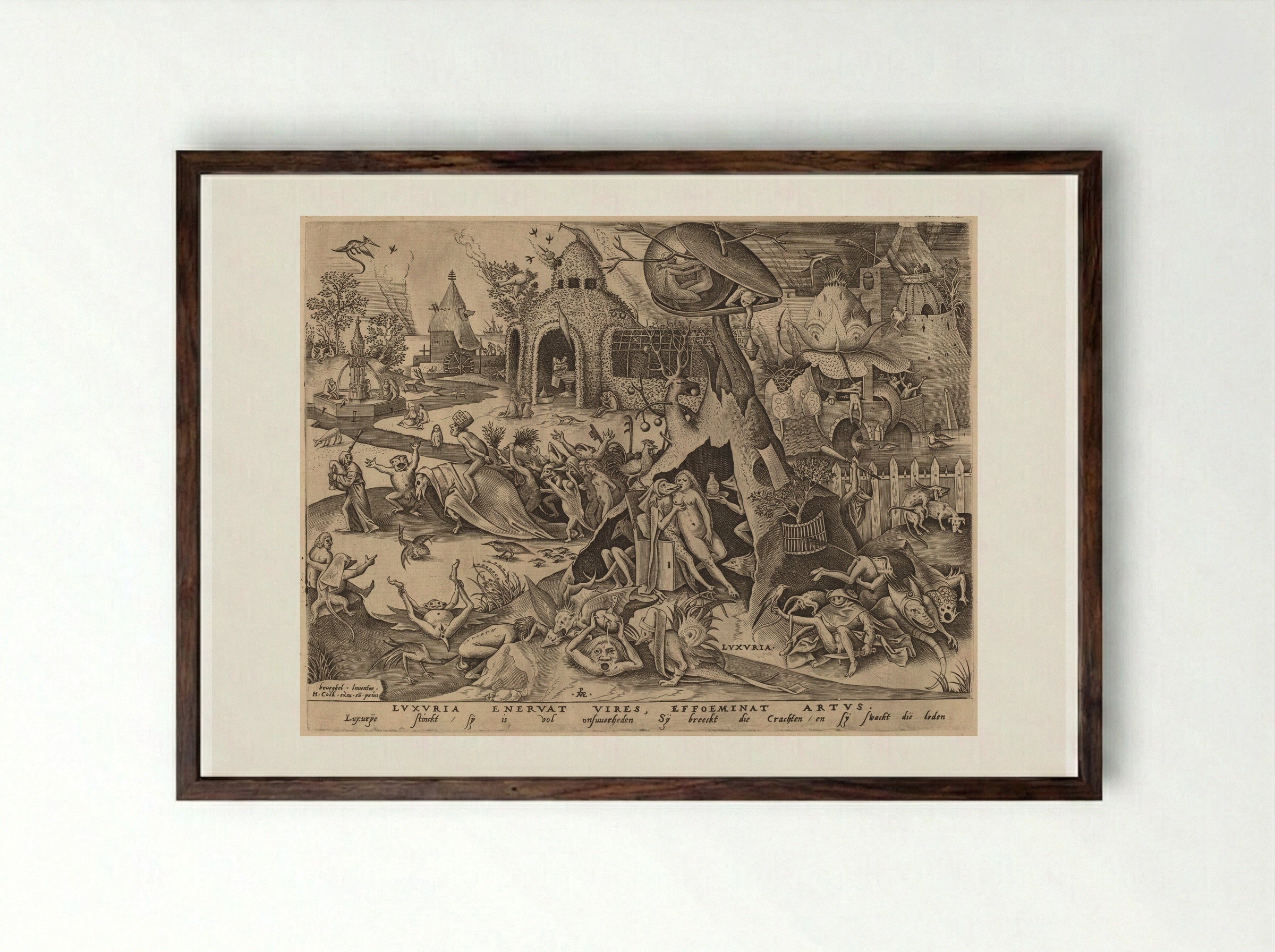 Lust (Luxuria) - Pieter Bruegel the Elder - Framed Print Dark Wood