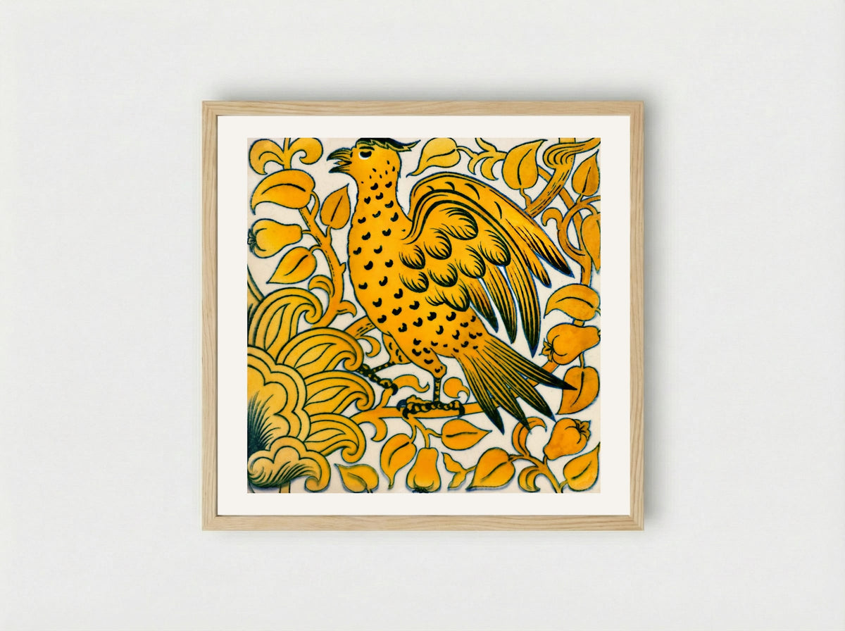 Lustre Tile with Bird Design - William De Morgan - Framed Print Wood